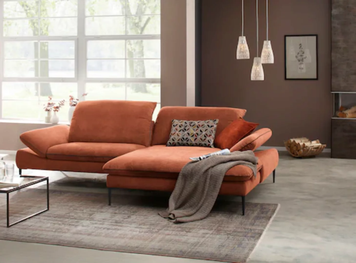 W.SCHILLIG Ecksofa "enjoy&MORE", in Living coral, Füße schwarz pulverbeschi günstig online kaufen