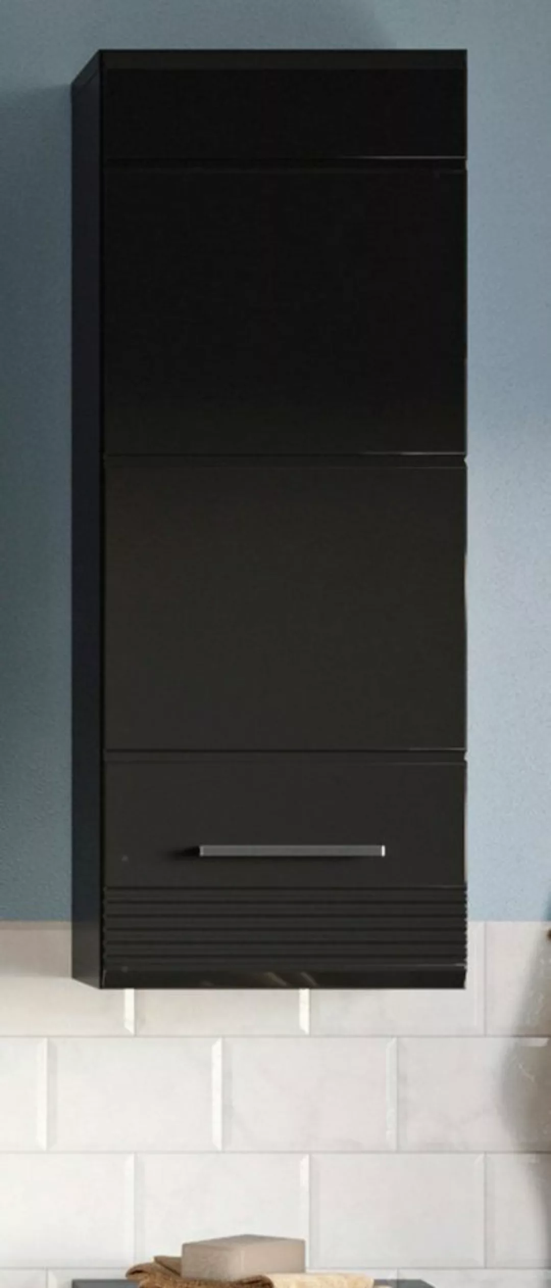 xonox.home Hängeschrank Linus (Badschrank in schwarz, 30 x 77 cm) Hochglanz günstig online kaufen
