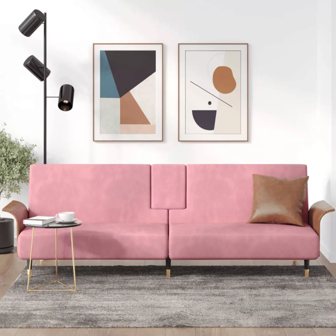 Vidaxl Schlafsofa Mit Getränkehaltern Rosa Samt günstig online kaufen