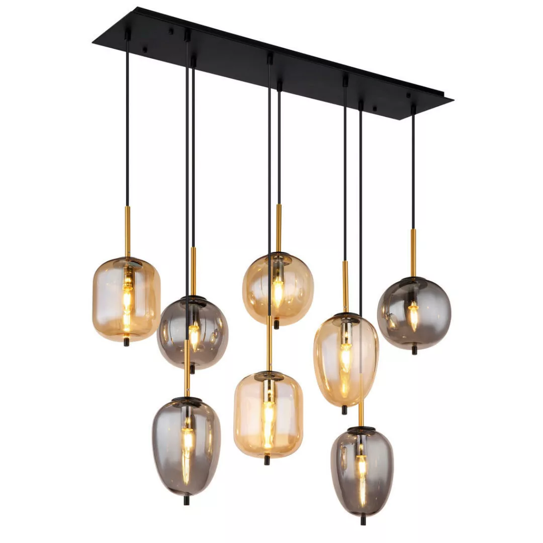 GLOBO Pendelleuchte mattschwarz Metall Glas B/H/T: ca. 34x120x102,5 cm 8.0 günstig online kaufen