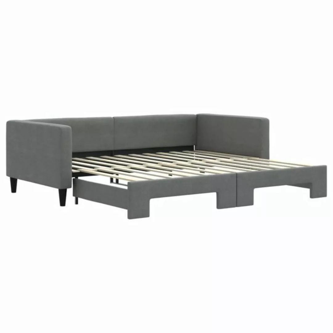 vidaXL Bett Tagesbett Ausziehbar Dunkelgrau 100x200 cm Stoff günstig online kaufen