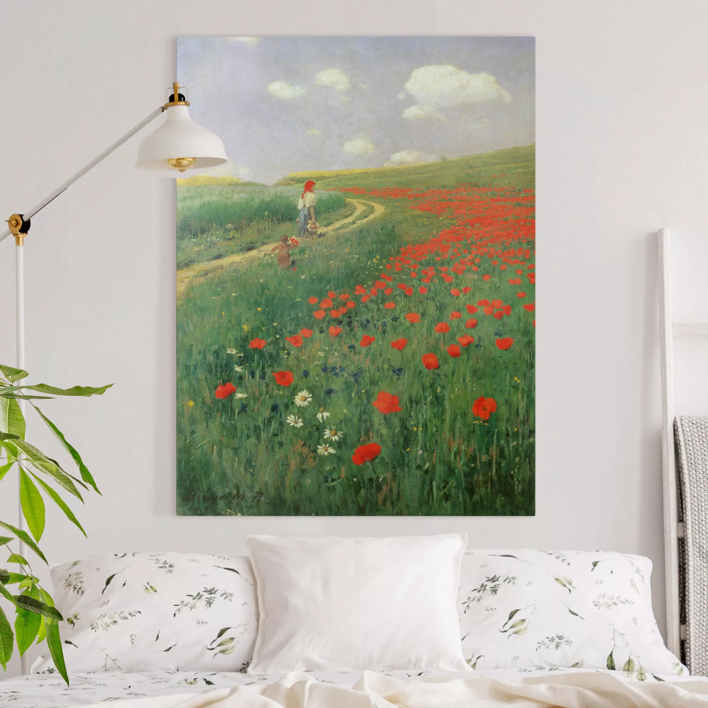 Leinwandbild Blumen - Hochformat Pál Szinyei-Merse - Sommerlandschaft mit b günstig online kaufen