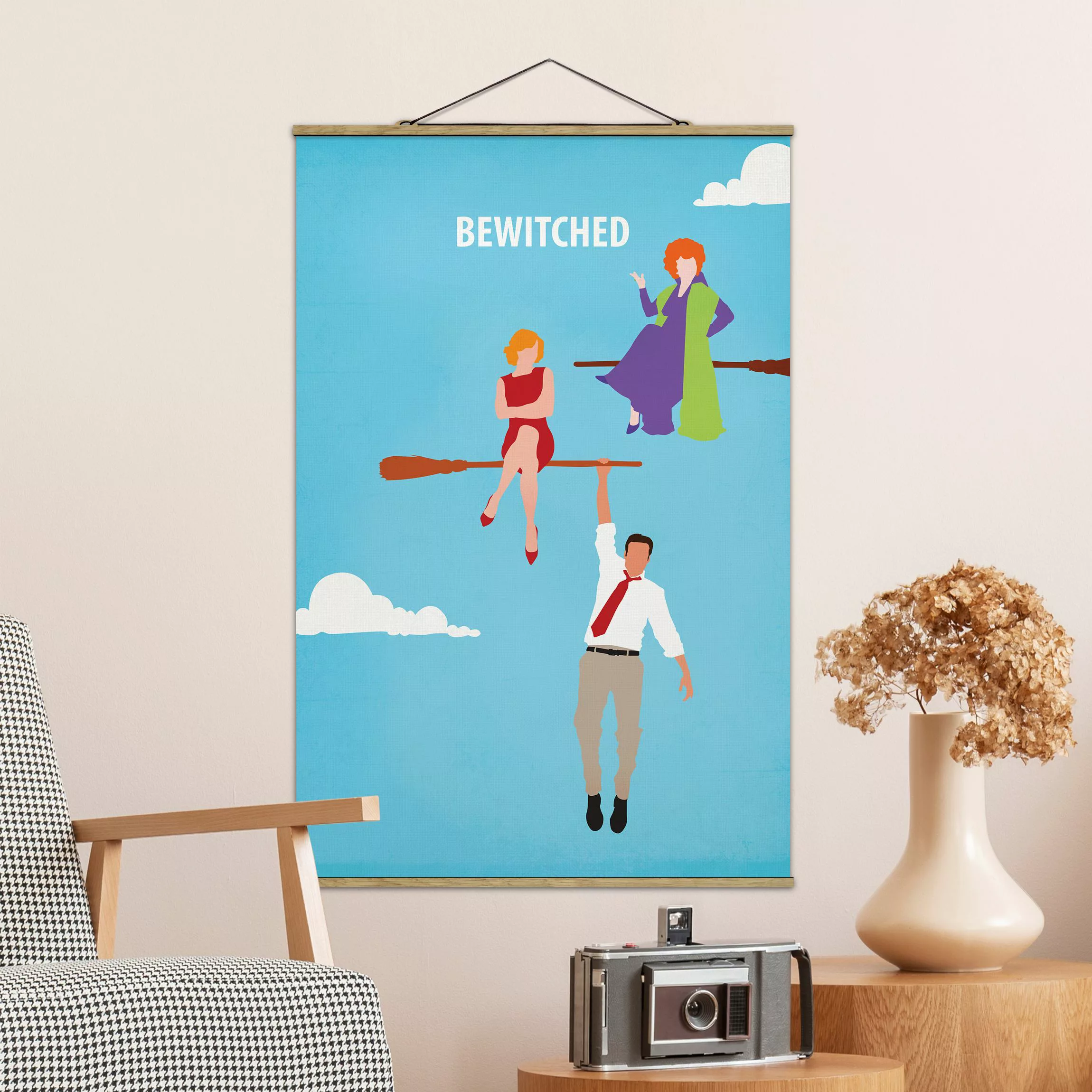 Stoffbild Portrait mit Posterleisten - Hochformat Filmposter Bewitched günstig online kaufen