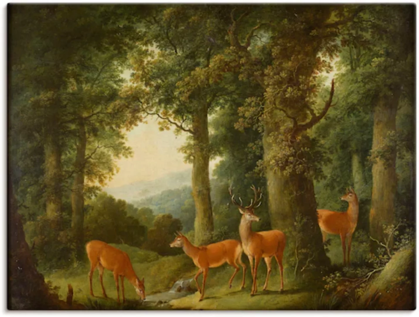 Artland Leinwandbild "Waldlandschaft mit Rotwild. Um 1760/70", Wald, (1 St. günstig online kaufen