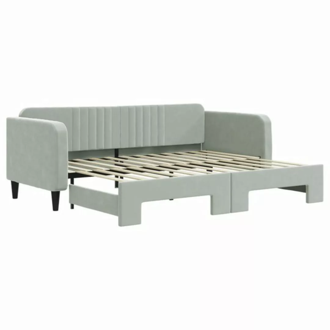 furnicato Bett Tagesbett Ausziehbar Hellgrau 90x200 cm Samt (1-tlg) günstig online kaufen