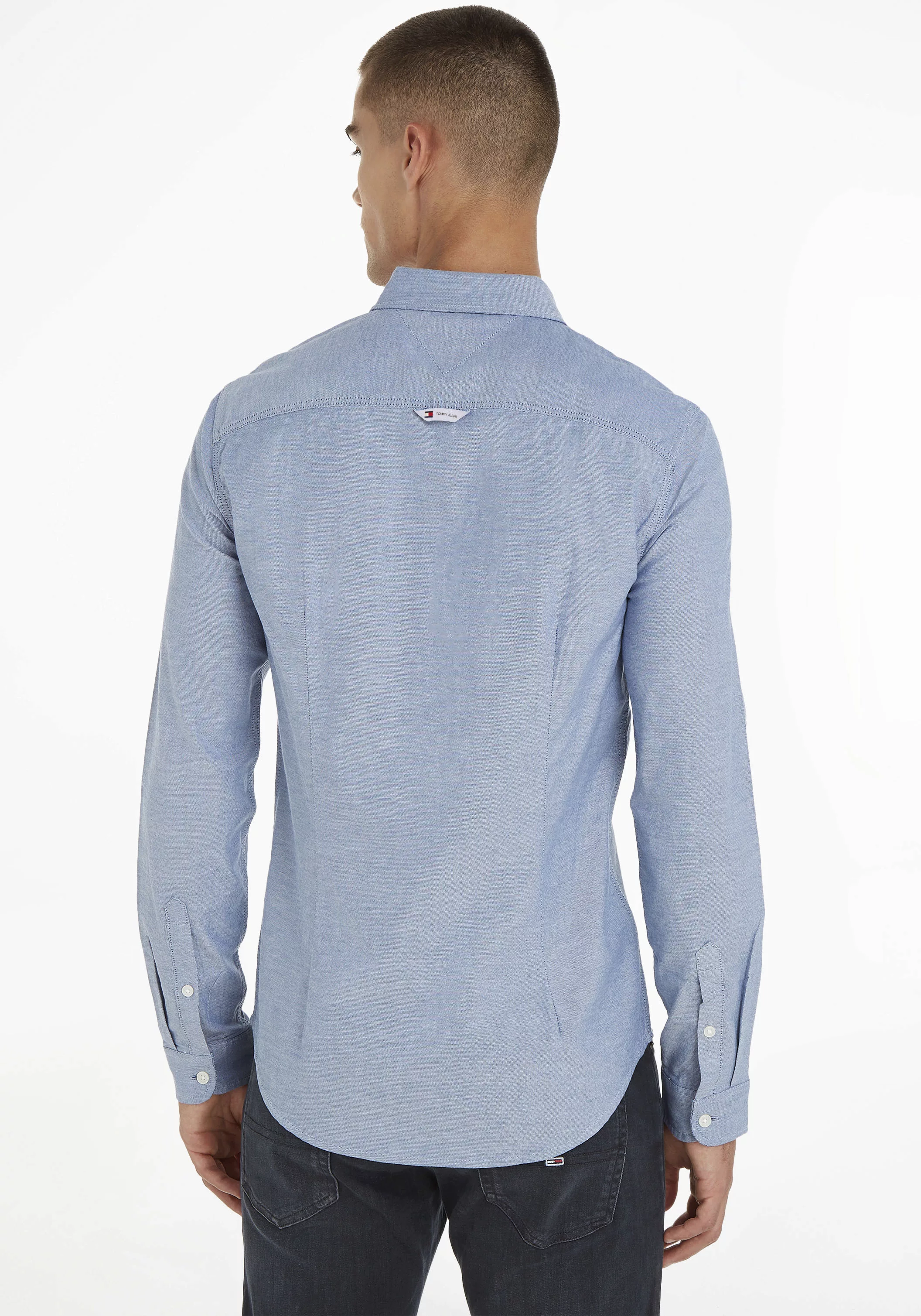 Tommy Jeans Langarmhemd TJM Slim Stretch Oxford Shirt mit Flaglabel auf der günstig online kaufen