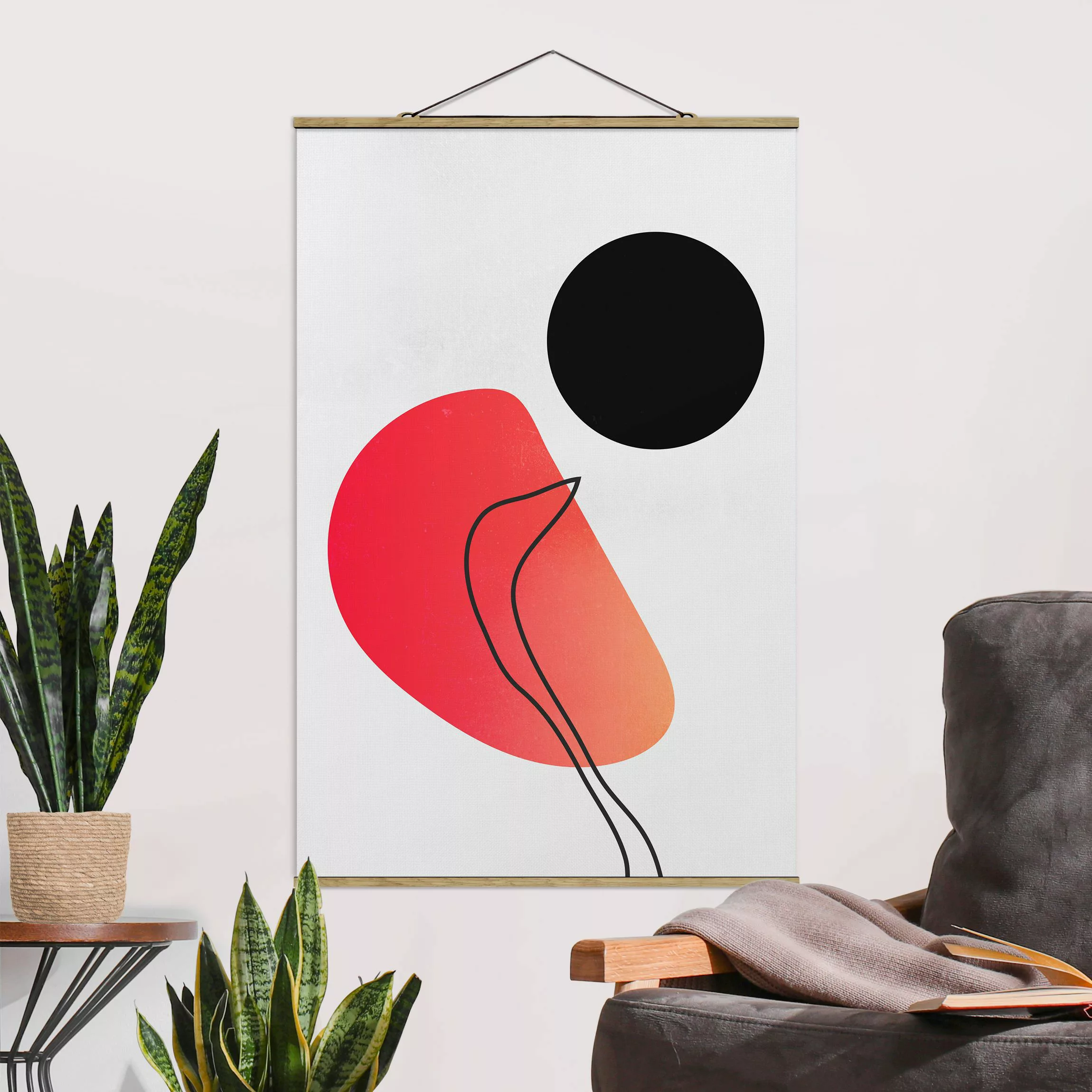 Stoffbild mit Posterleisten Abstrakte Formen - Schwarze Sonne günstig online kaufen