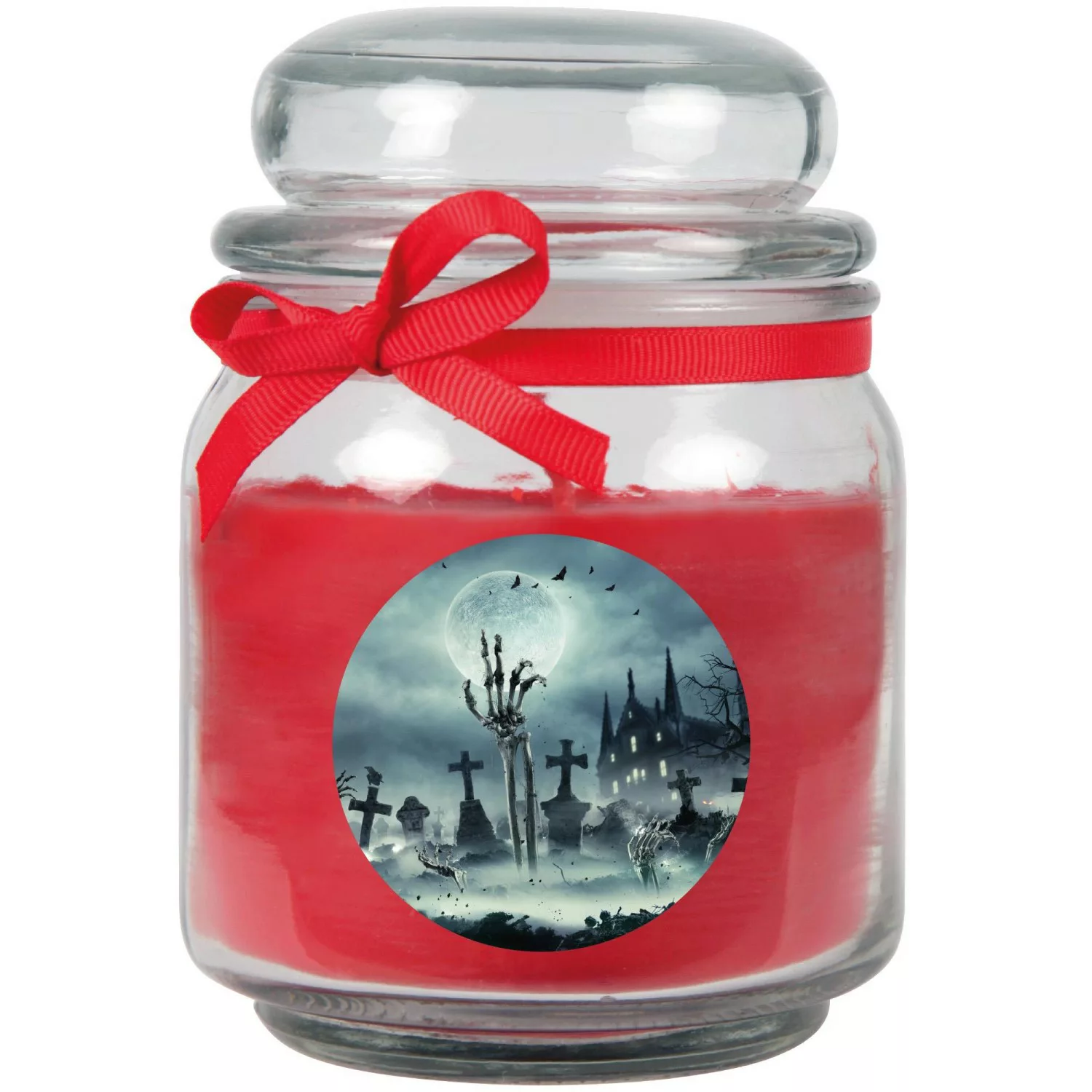 HS Candle Duftkerze & Glas Halloween Rot Bonbon 70h günstig online kaufen