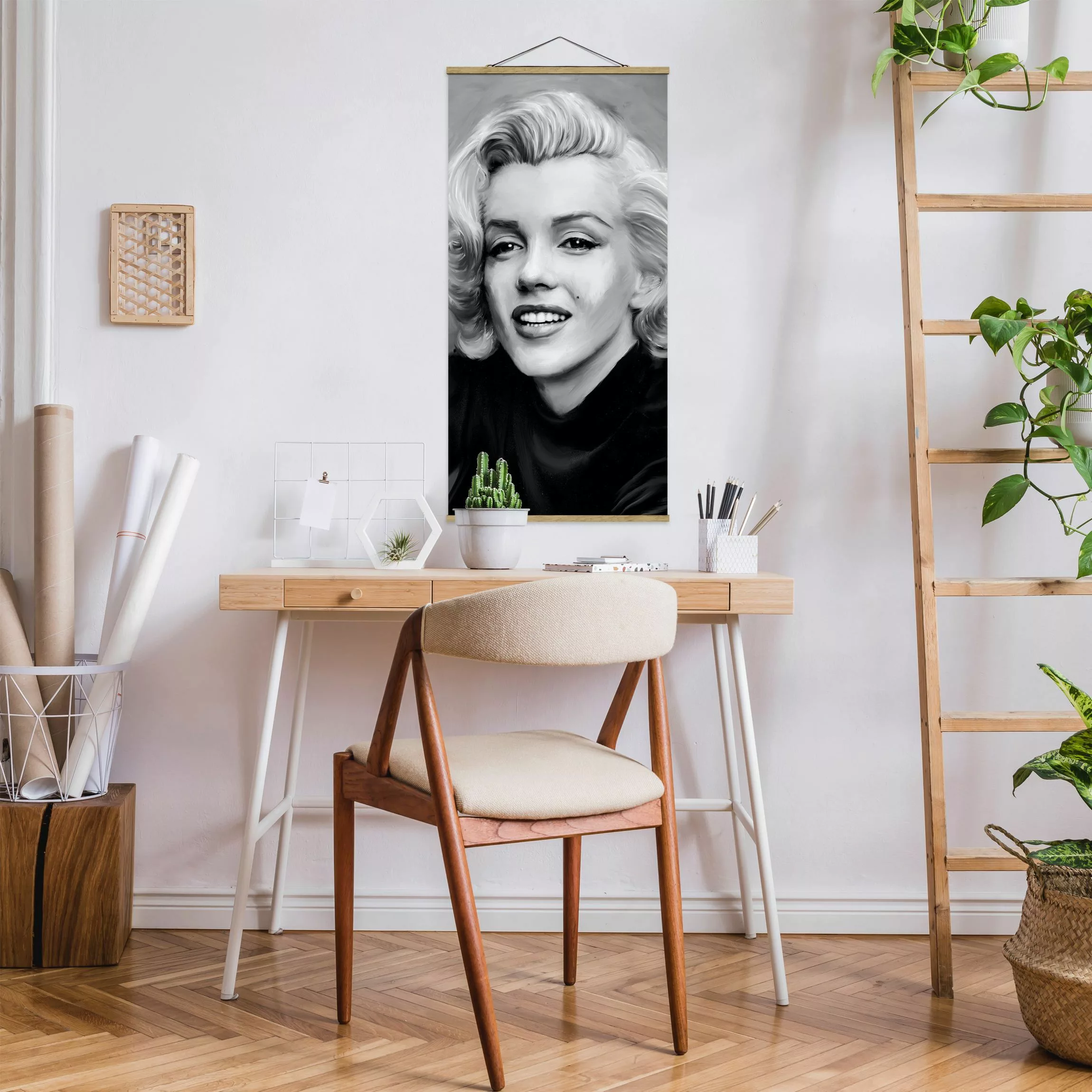 Stoffbild Kunstdruck mit Posterleisten - Hochformat Marilyn privat günstig online kaufen