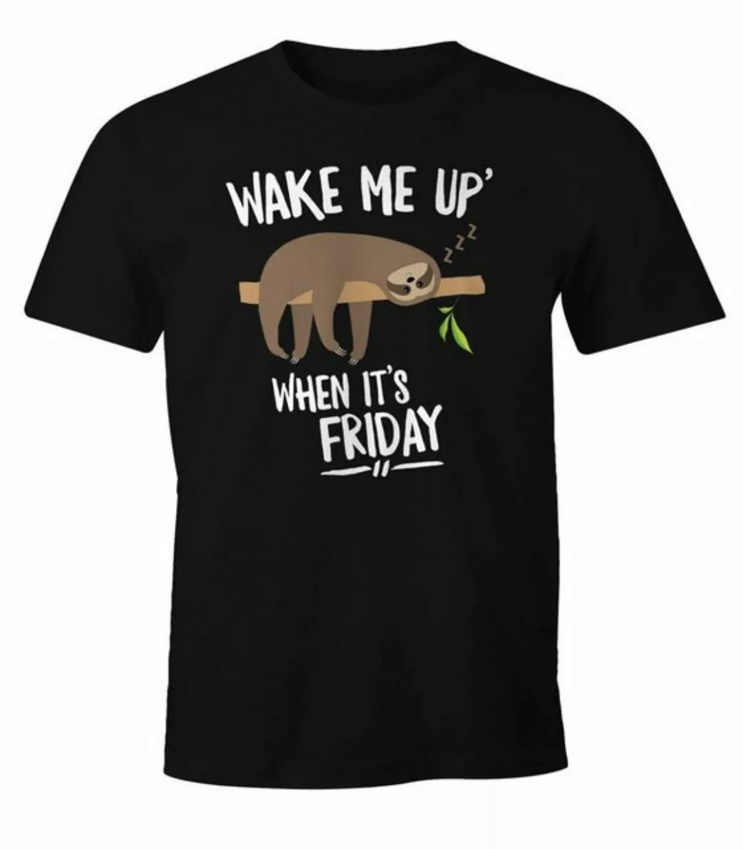 MoonWorks Print-Shirt Herren T-Shirt Faultier Sloth Wake me up when it's Fr günstig online kaufen