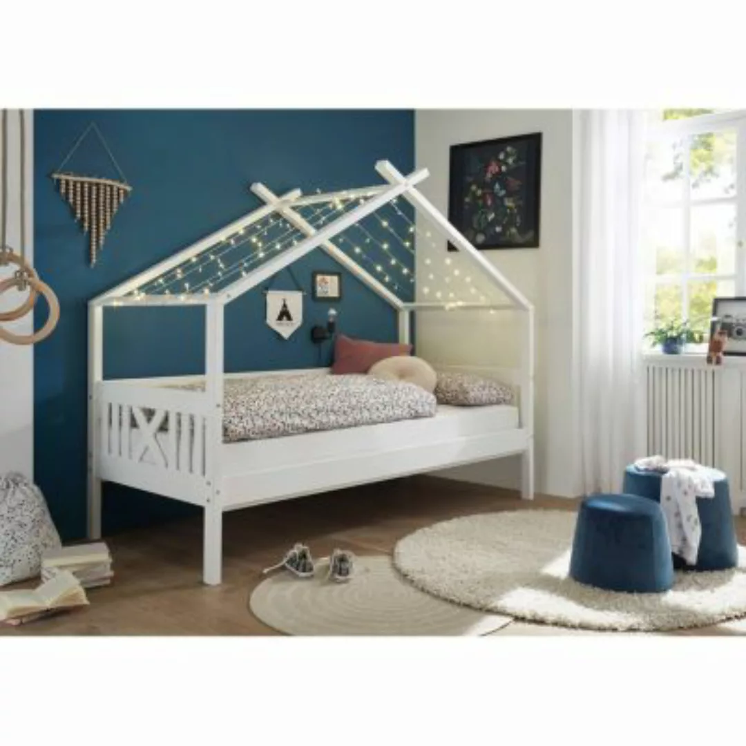 Lomadox Kinderbett mit Dach im modernem Stil LUANA-78 aus Kiefer massiv in günstig online kaufen