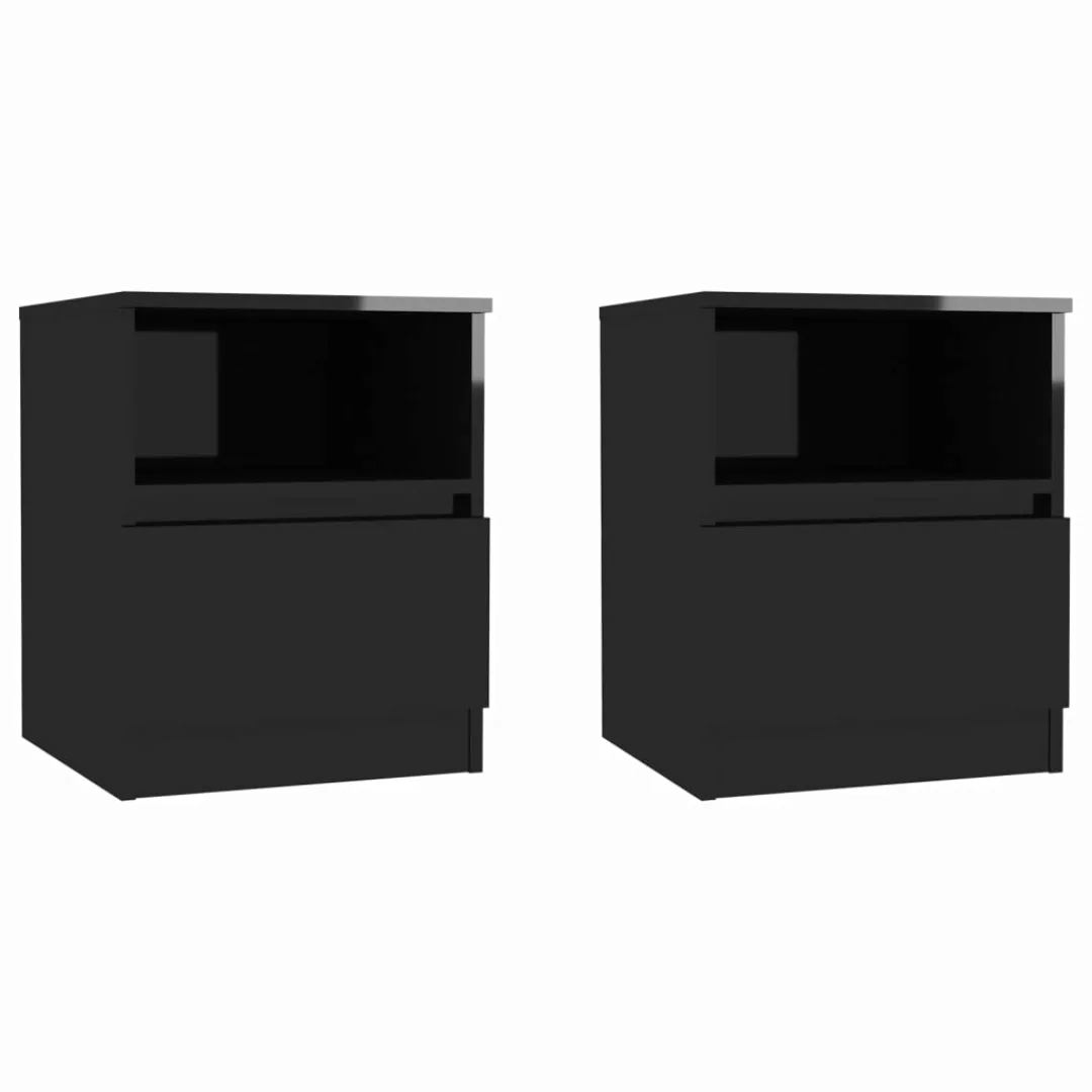 Nachttische 2 Stk. Hochglanz-schwarz 40x40x50 Cm Spanplatte günstig online kaufen