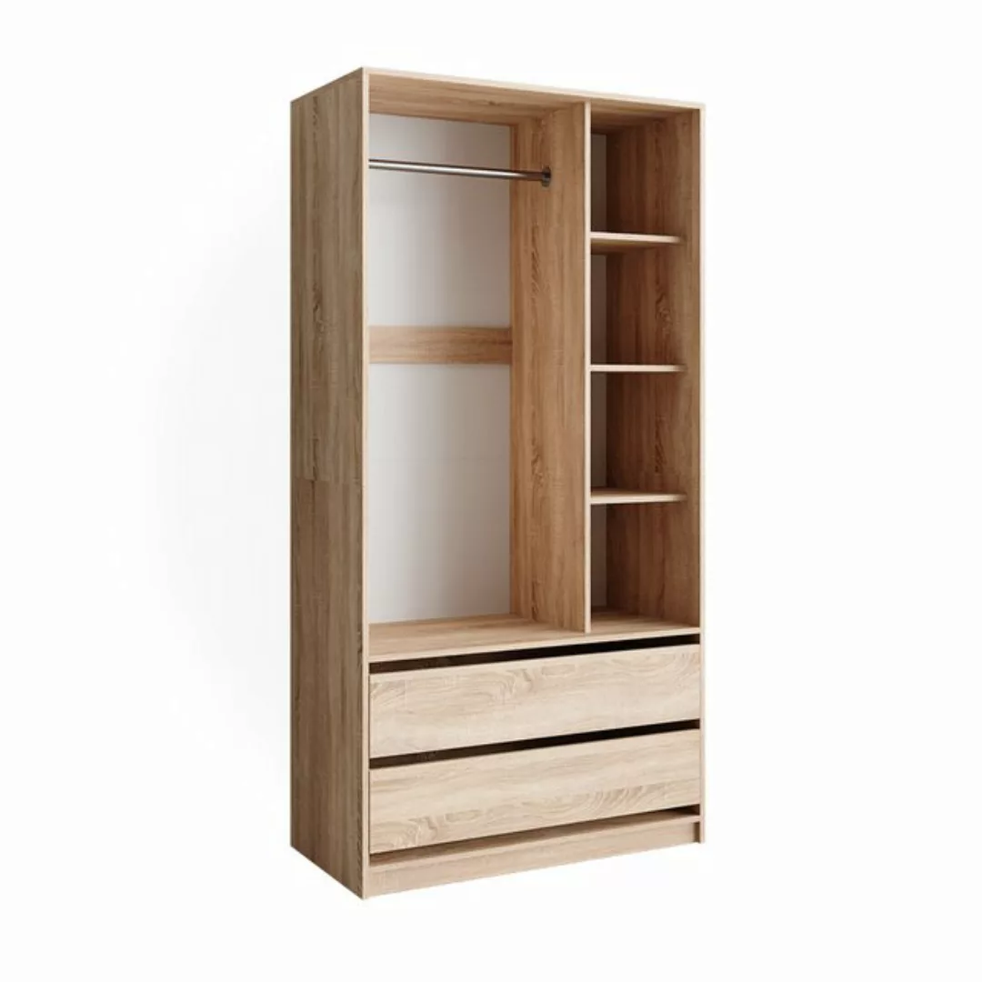 Vicco Kleiderschrank Elmo, Sonoma, 100 x 200 cm mit 2 Schubladen günstig online kaufen