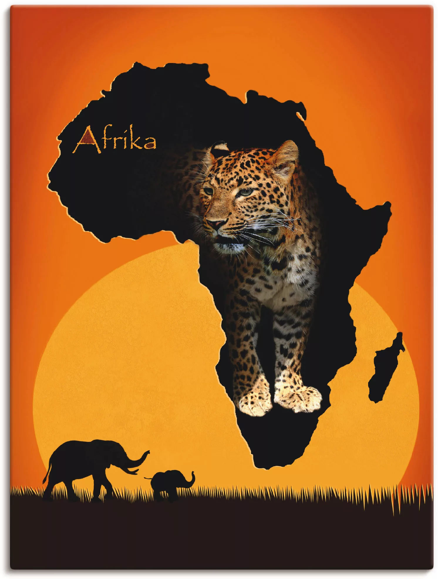 Artland Wandbild »Afrika der schwarze Kontinent«, Wildtiere, (1 St.), als L günstig online kaufen