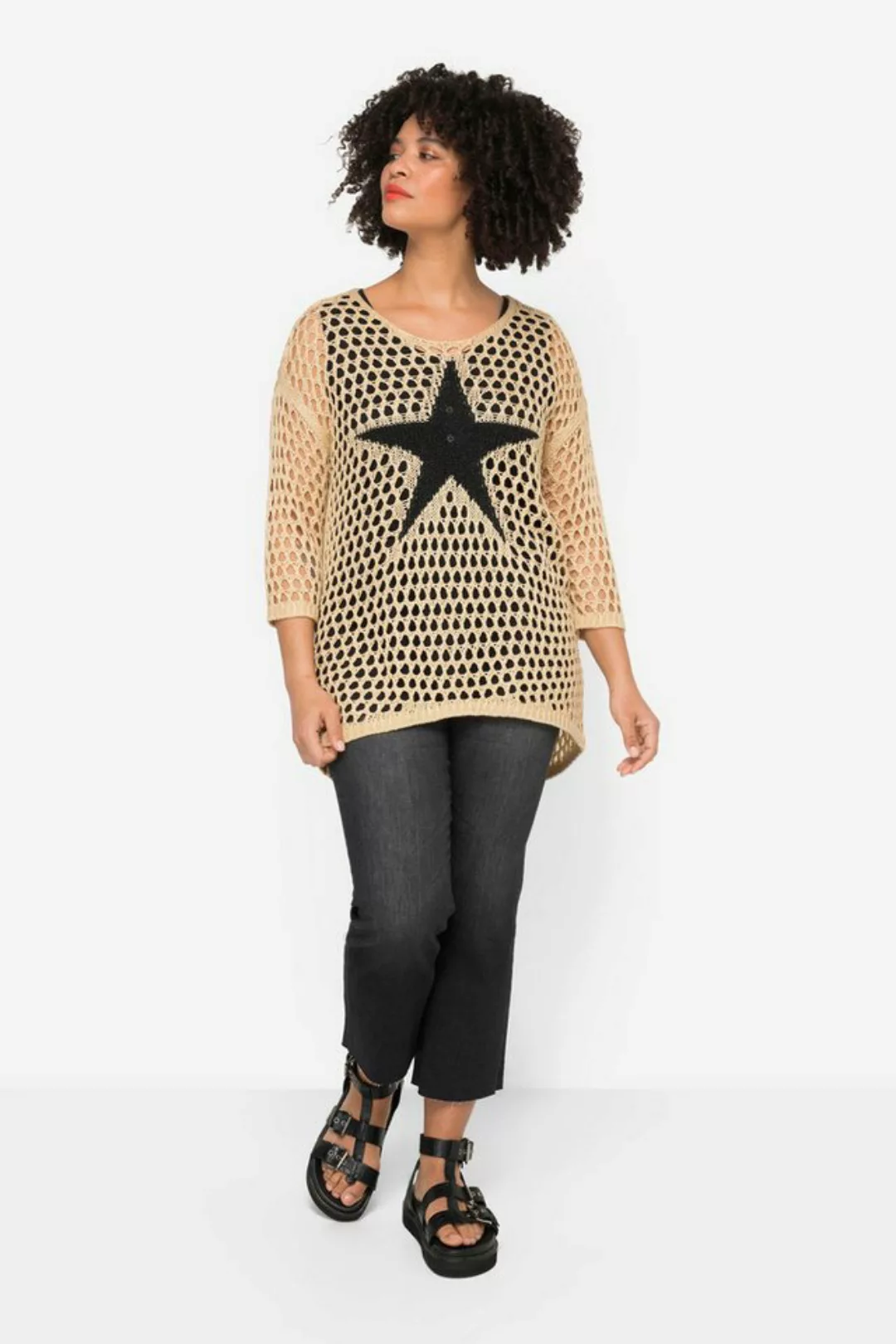 Angel of Style Strickpullover Pullover Relaxed Fit Lochstrick Stern Rundhal günstig online kaufen