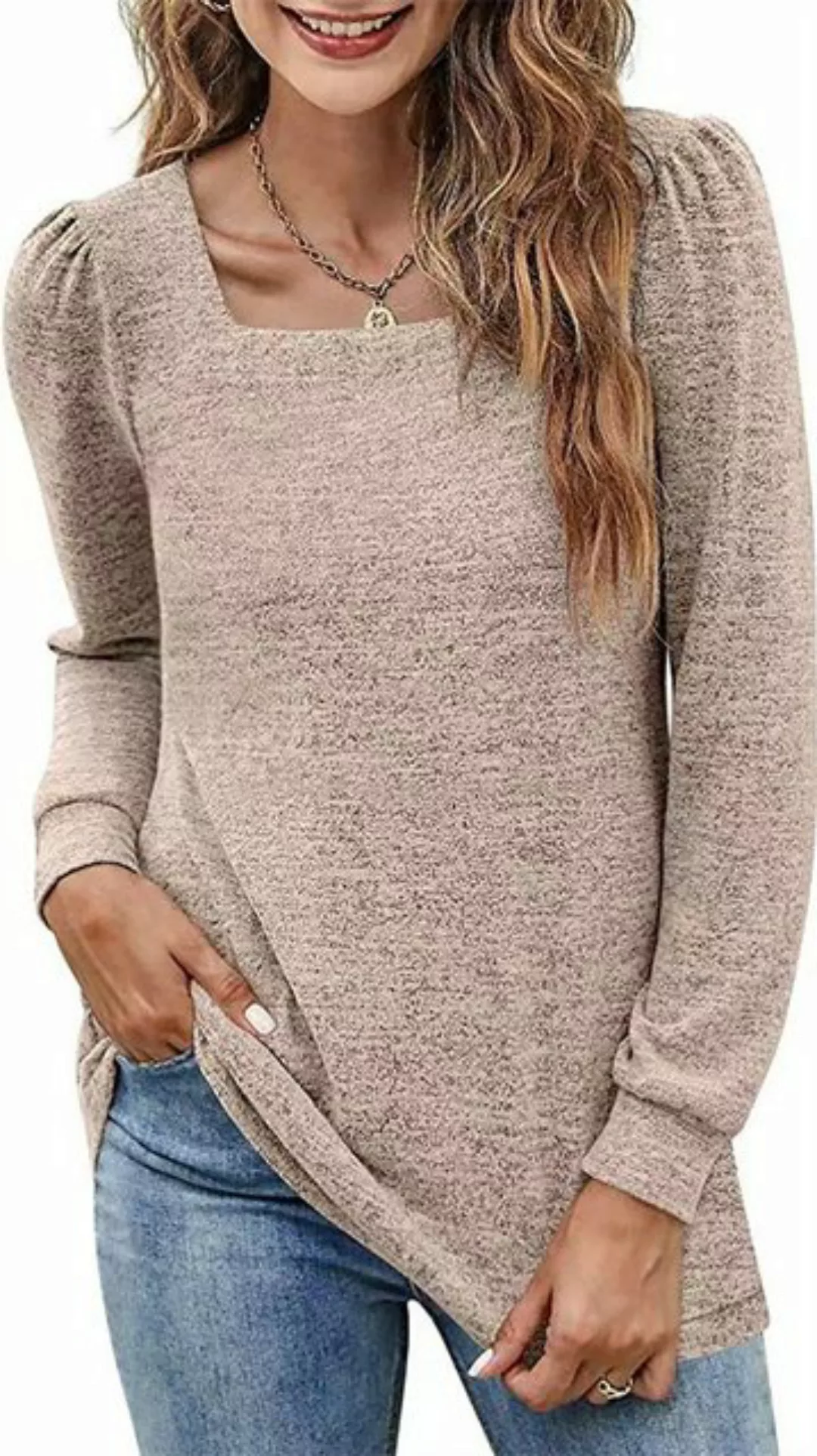 AFAZ New Trading UG Langarmbluse Damen T-Shirt Kurzarm U-Ausschnitt Tops So günstig online kaufen