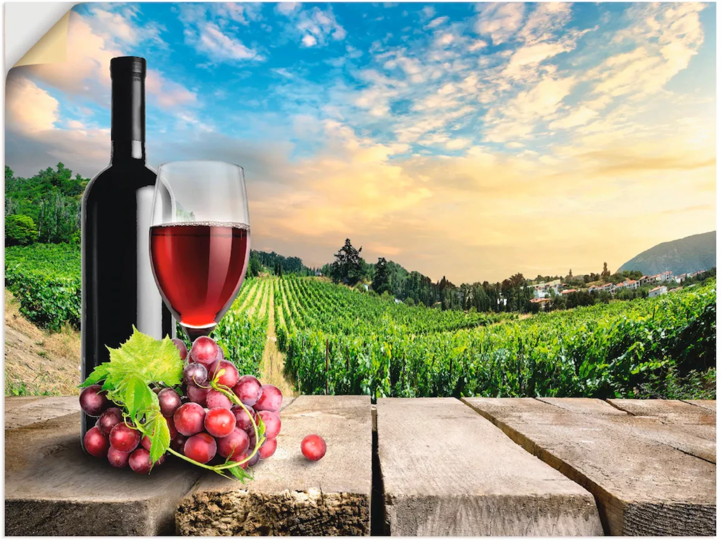 Artland Wandbild »Wein vor Weinbergen«, Berge, (1 St.), als Alubild, Outdoo günstig online kaufen
