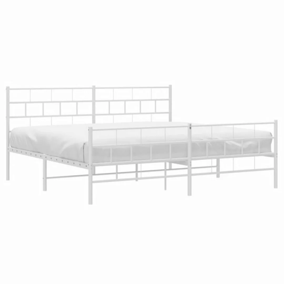 vidaXL Bett Bettgestell mit Kopf- und Fußteil Metall Weiß 180x200 cm günstig online kaufen