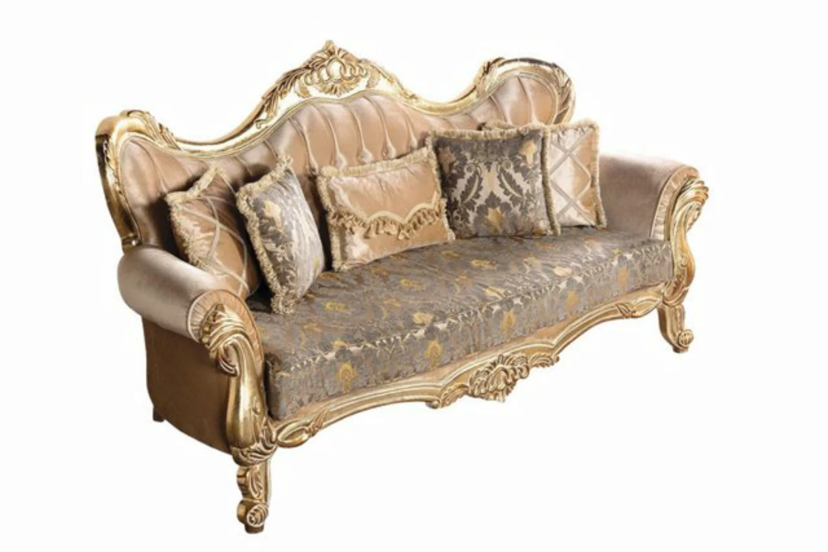 Xlmoebel Sofa Möbel Chesterfield Barock Couch Stoff Gold Dreisitzer, 1 Teil günstig online kaufen