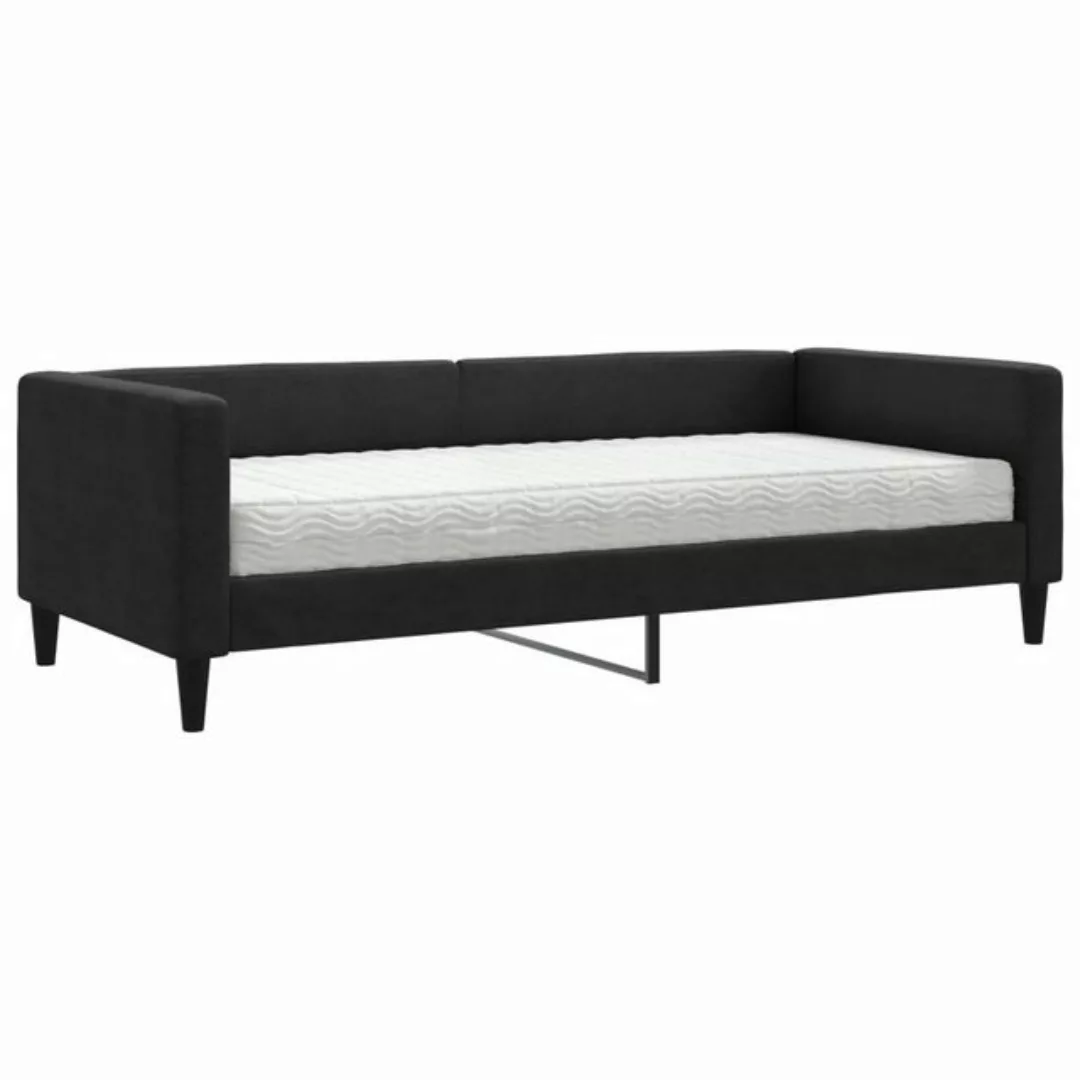 vidaXL Gästebett Gästebett Tagesbett mit Matratze Schwarz 90x200 cm Stoff B günstig online kaufen