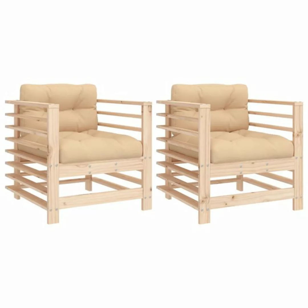 vidaXL Sofaelement Gartenstühle mit Kissen 2 Stk. Massivholz Kiefer (1 St) günstig online kaufen