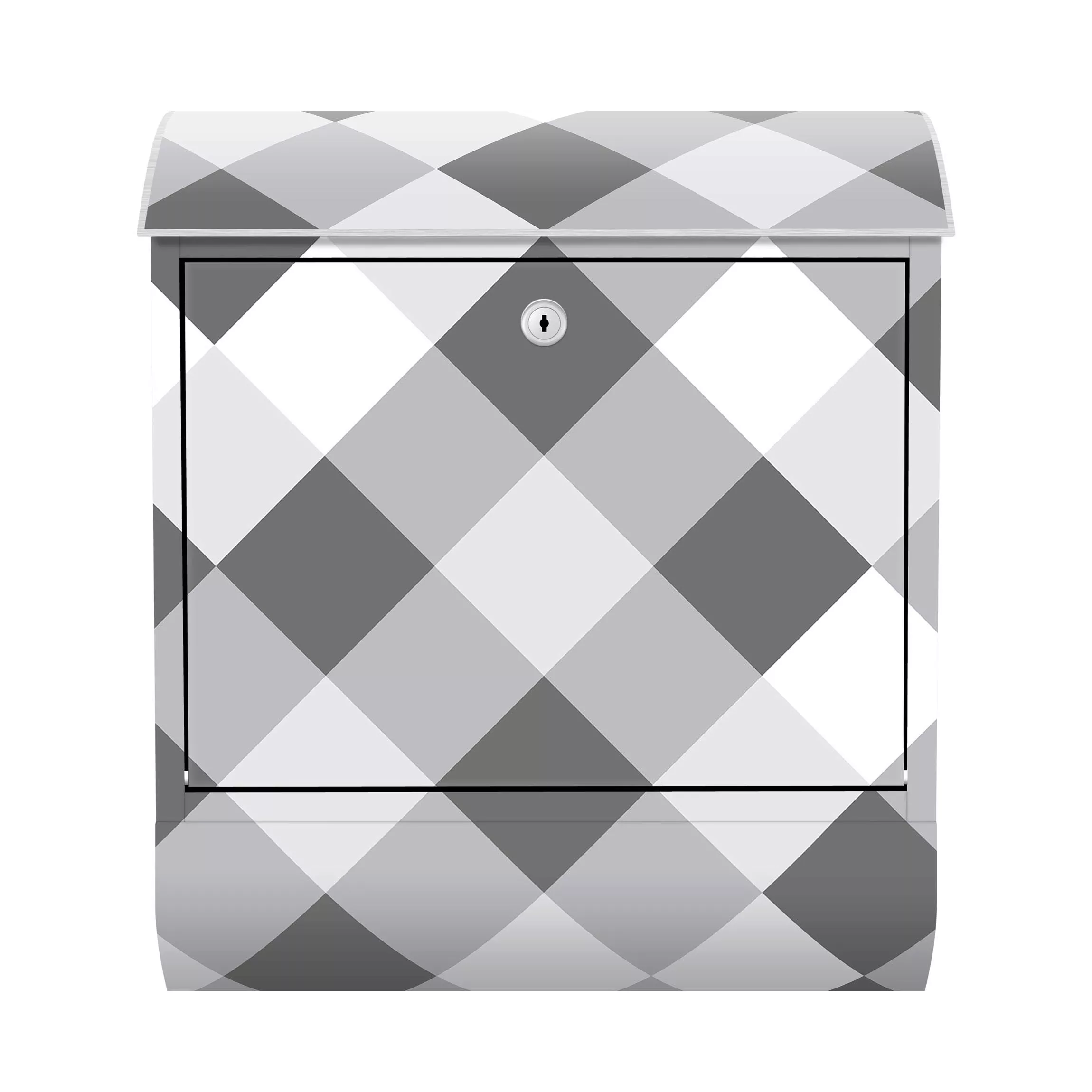 Briefkasten Geometrisches Muster gedrehtes Schachbrett Grau günstig online kaufen