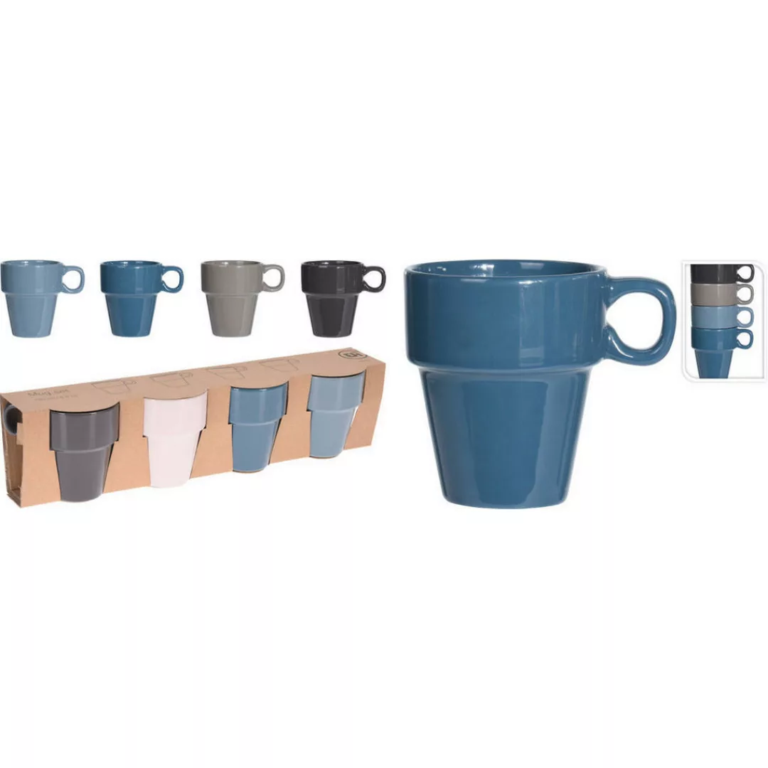 Kaffeebecherset multicolor Steingut 4 tlg. günstig online kaufen