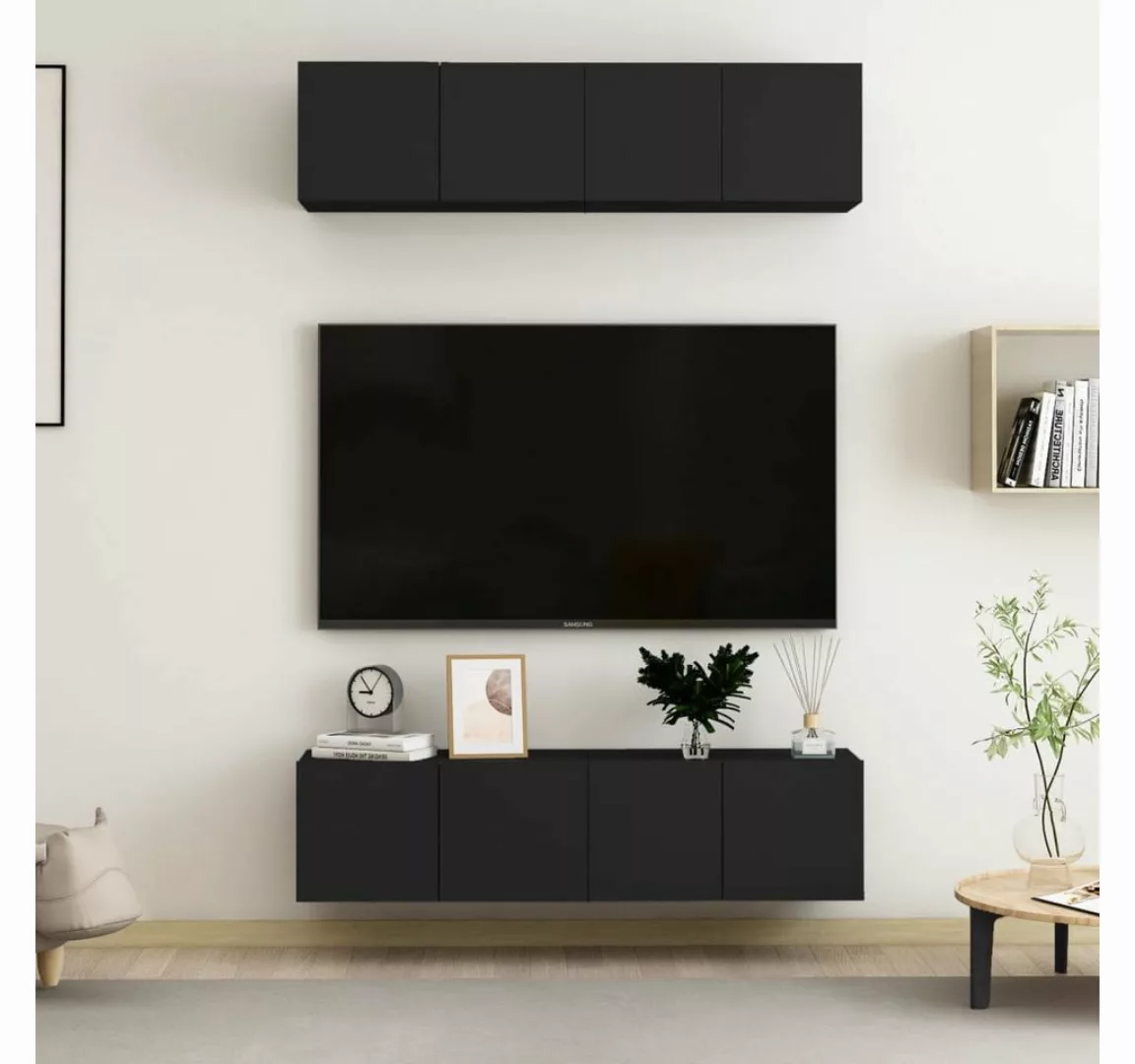 vidaXL TV-Schrank TV-Schränke 4 Stk Schwarz 60x30x30 cm Spanplatte Lowboard günstig online kaufen