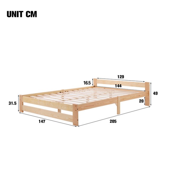 TavilaEcon Futonbett Solide Massivholzbett Doppelbett mit Kopfteil und Latt günstig online kaufen