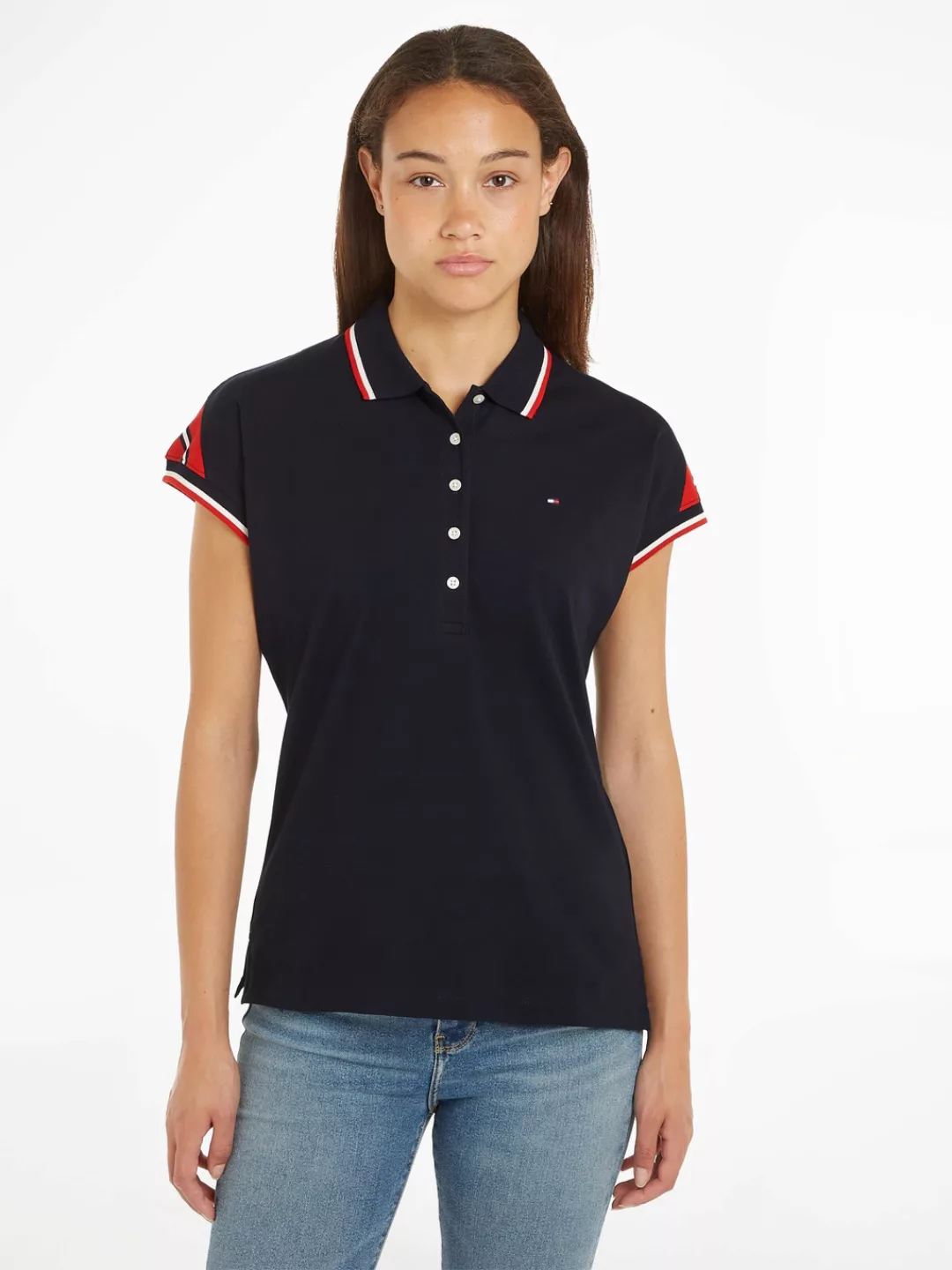 Tommy Hilfiger Poloshirt "REG STRIPE SLV POLO CAP SLEEVE", mit kontrastfarb günstig online kaufen