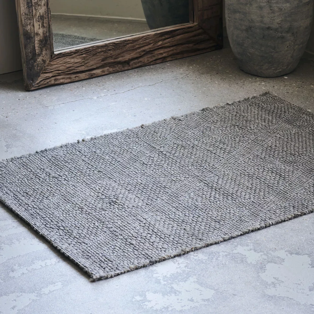 Länglicher Teppich Mara aus Baumwolle und Jute in Grau günstig online kaufen
