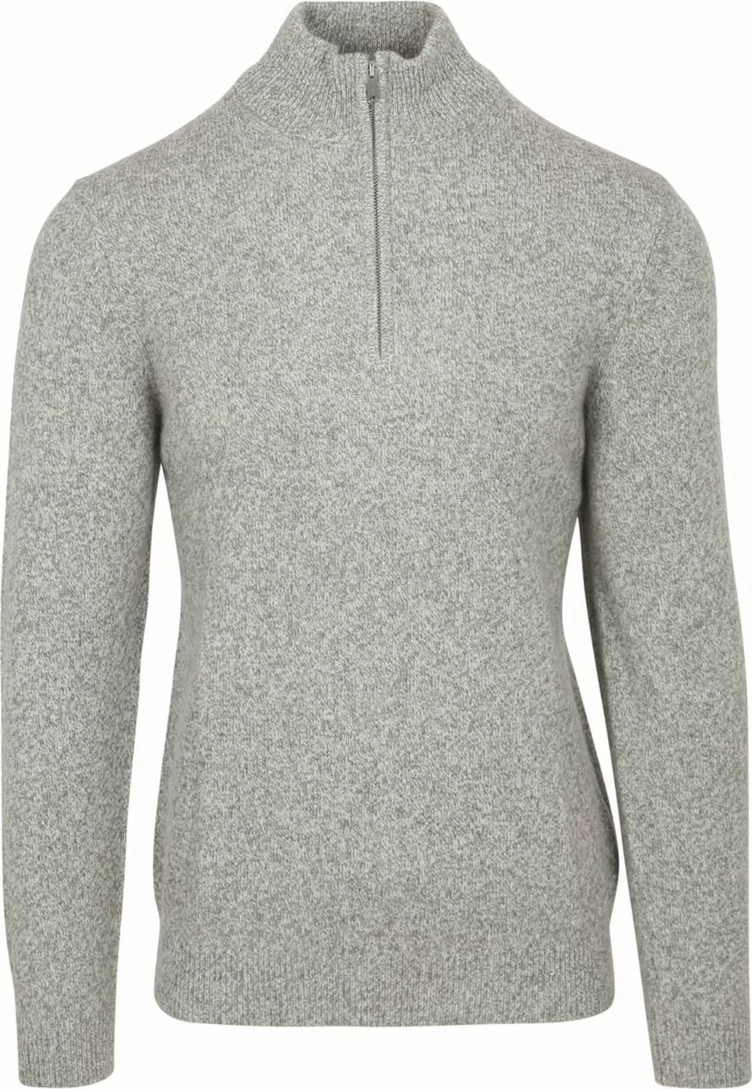 Profuomo Half Zip Pullover Lammwolle Melange Grau - Größe L günstig online kaufen