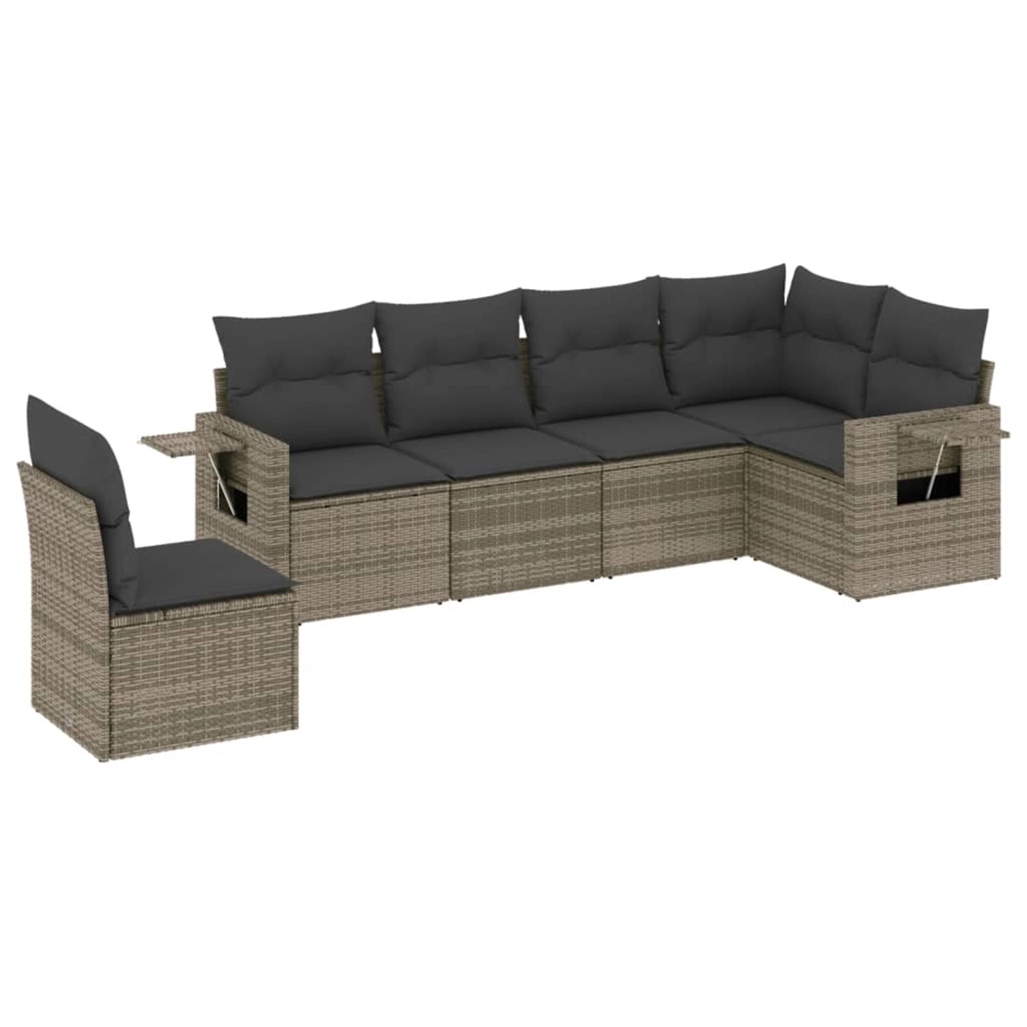 vidaXL 6-Tlg Garten-Sofagarnitur mit Kissen Grau Poly Rattan 3220229 günstig online kaufen