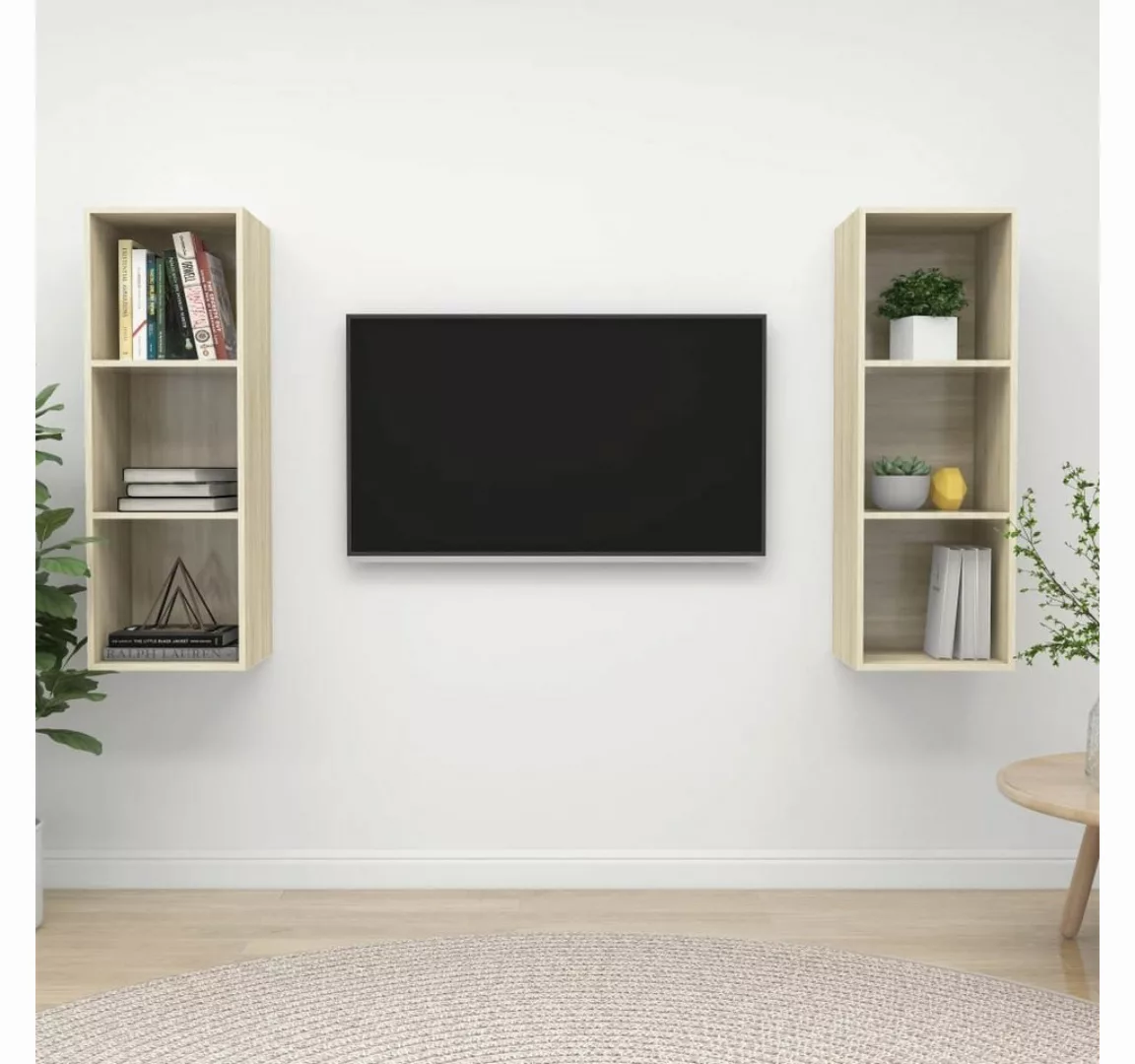 furnicato TV-Schrank TV-Wandschränke 2 Stk. Sonoma-Eiche Holzwerkstoff günstig online kaufen