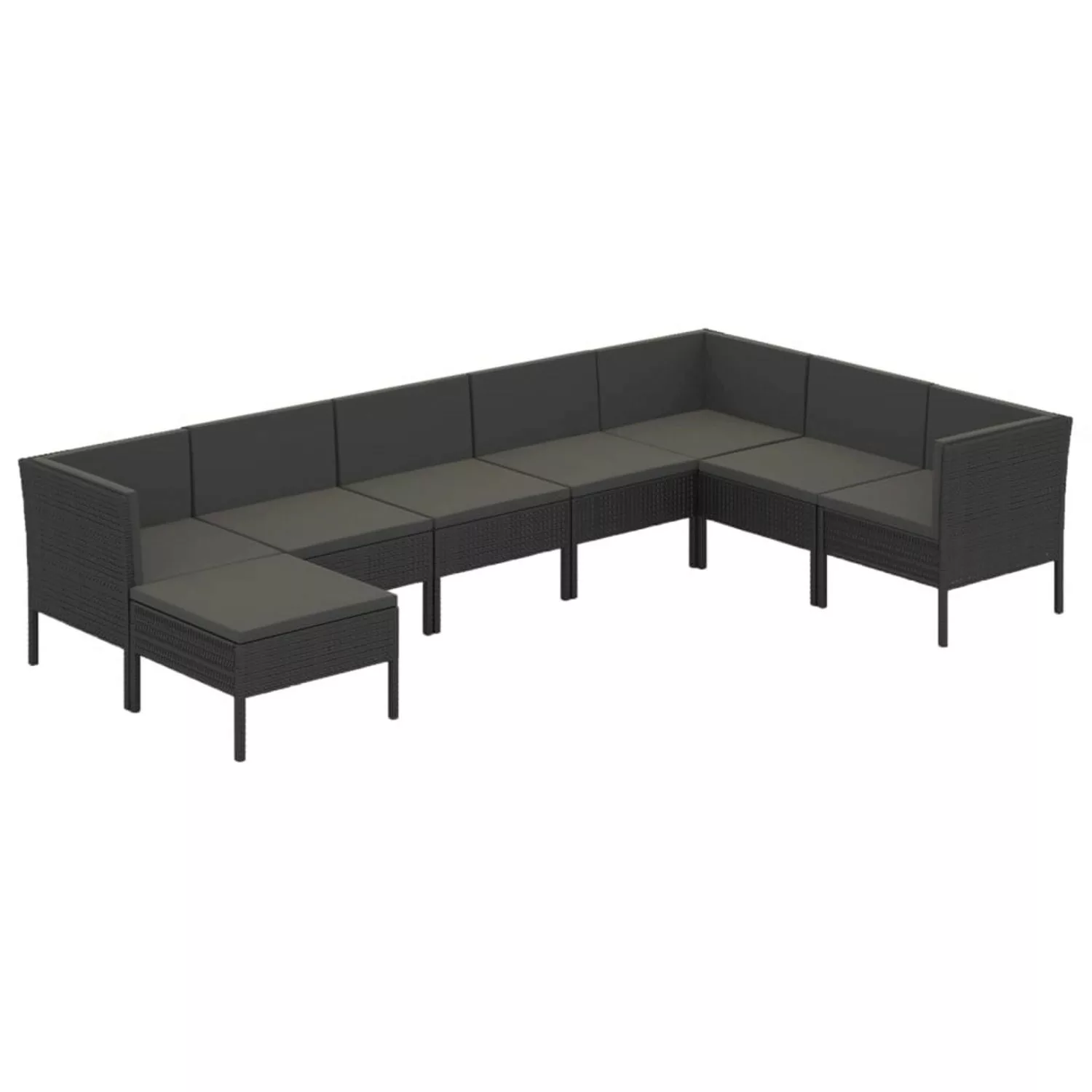 8-tlg. Garten-lounge-set Mit Auflagen Poly Rattan Schwarz günstig online kaufen