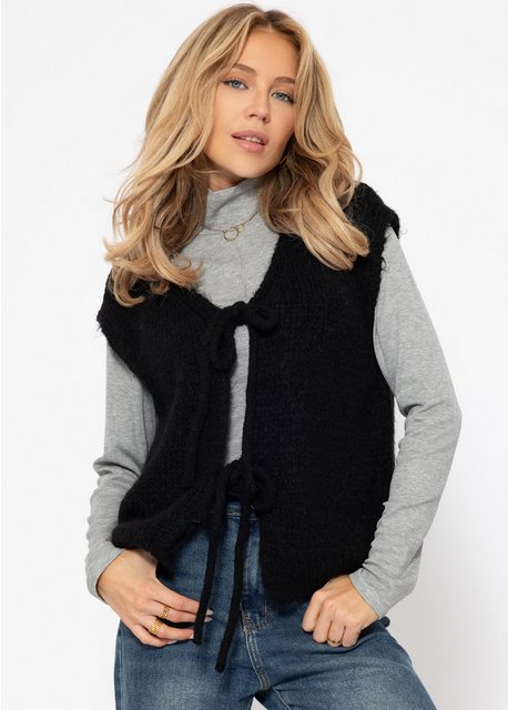 SASSYCLASSY Pullunder Ärmellose Strickweste Damen mit Schleifen günstig online kaufen