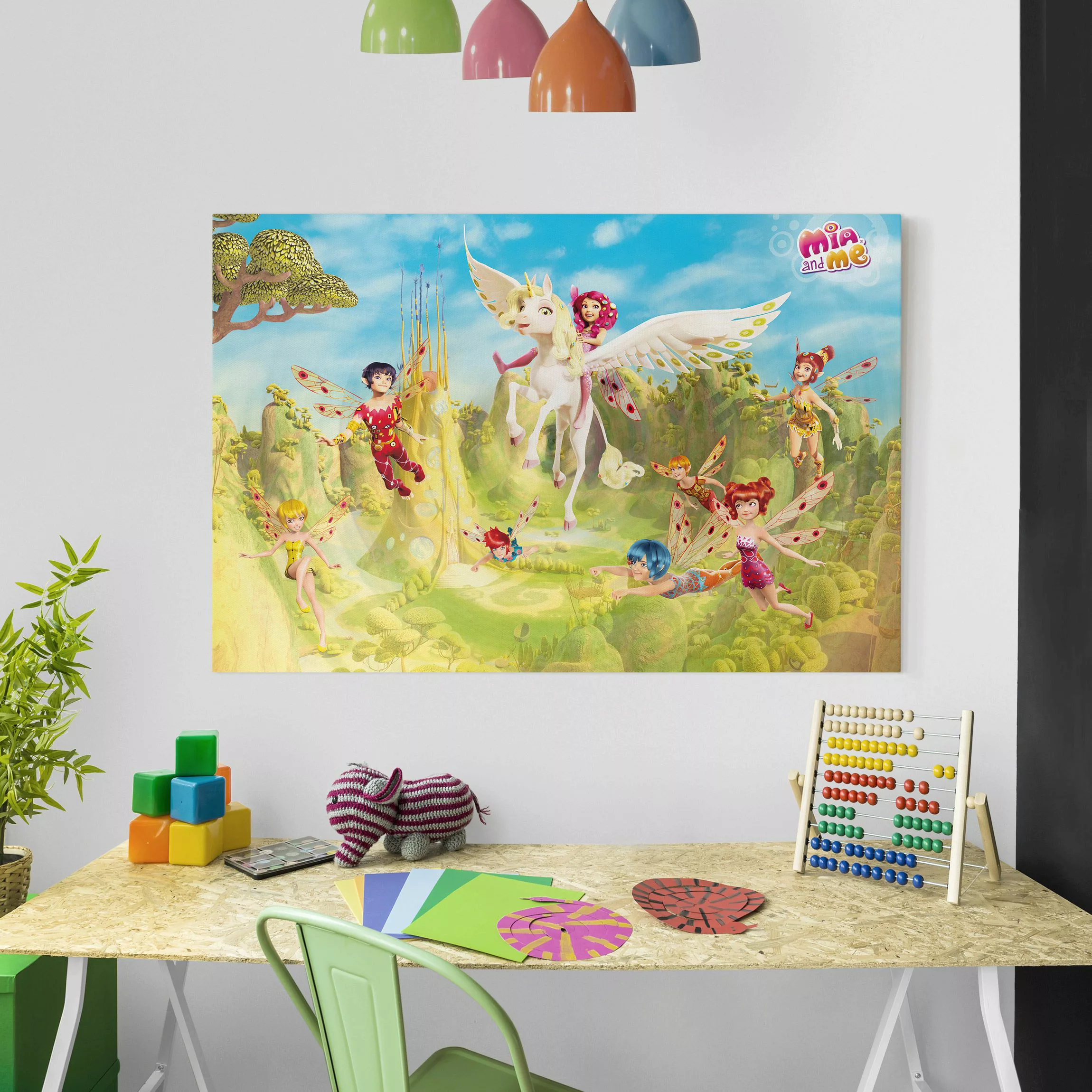 Leinwandbild Kinderzimmer - Querformat Mia and me - Über dem Elfenpalast günstig online kaufen
