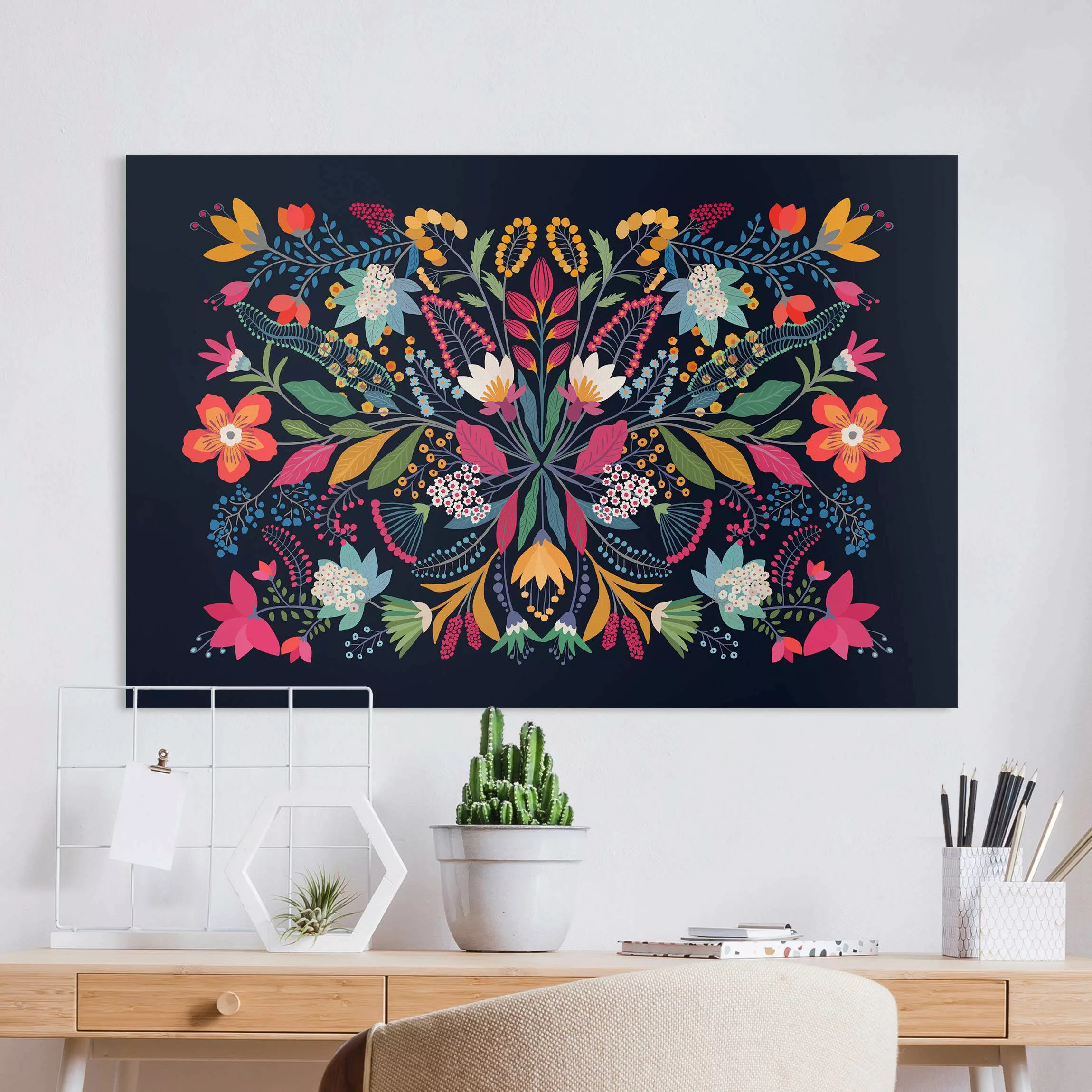 Leinwandbild Fridas Garten Illustration II günstig online kaufen