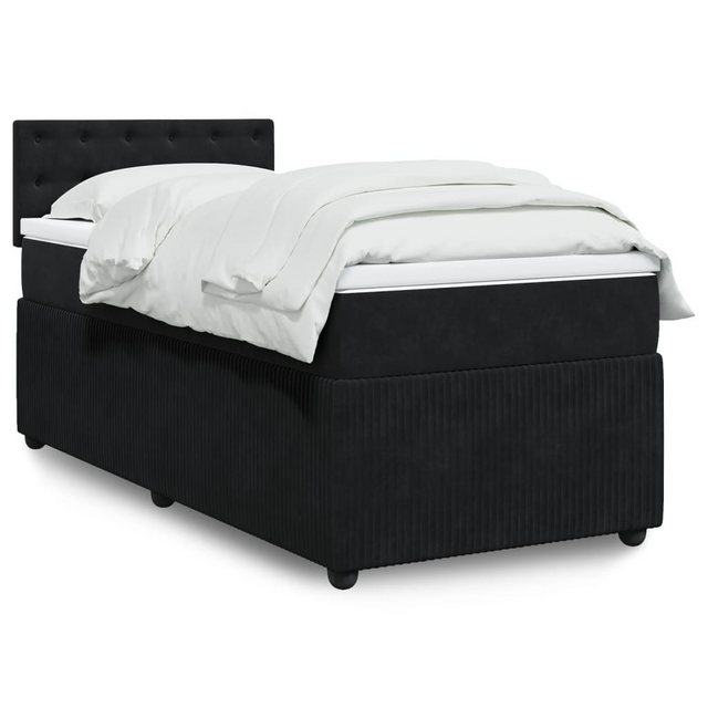 vidaXL Bettgestell Boxspringbett mit Matratze Schwarz 90x200 cm Samt Bett B günstig online kaufen