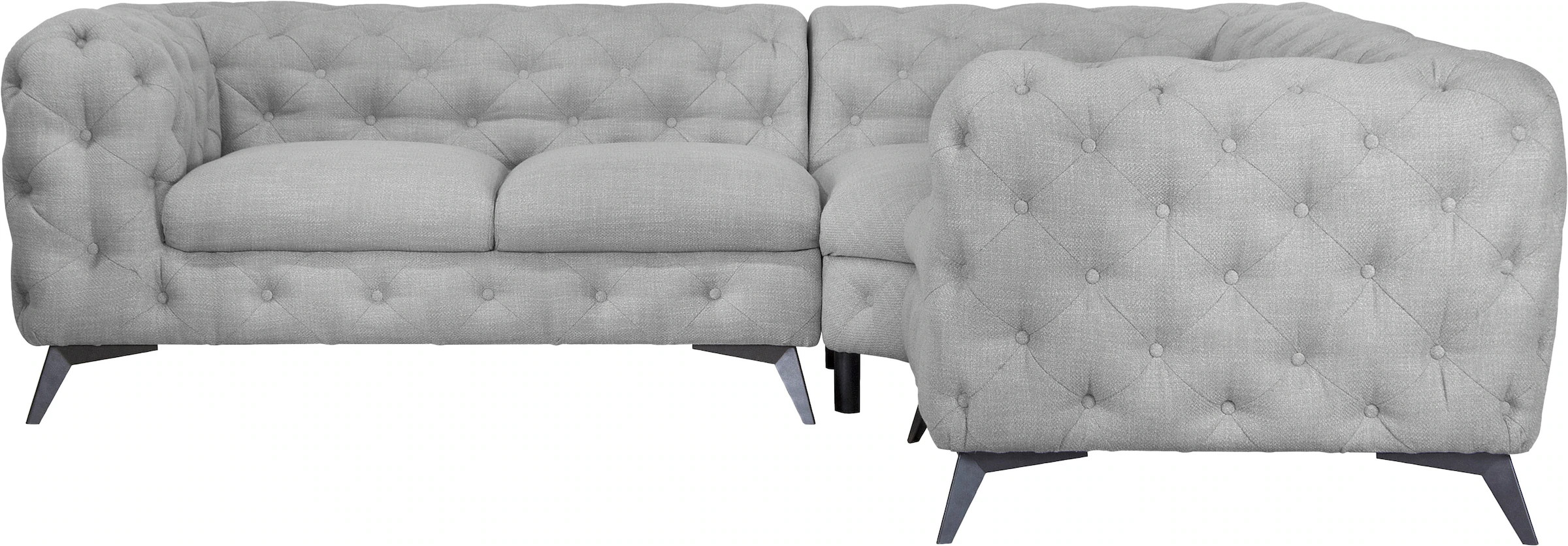 Leonique Chesterfield-Sofa "Ecksofa GLYNIS L-Form mit Wellenunterfederung, günstig online kaufen