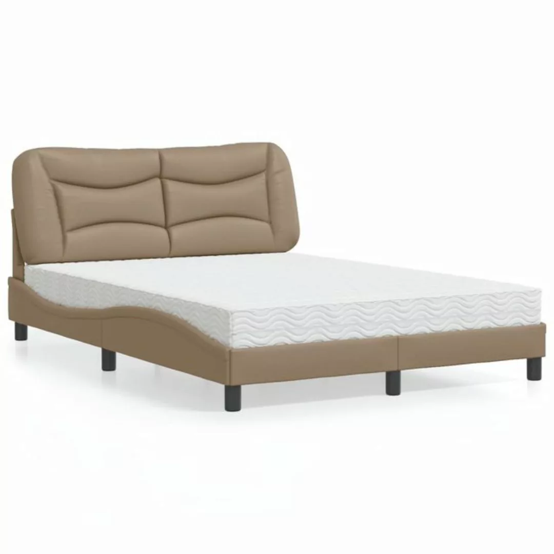 vidaXL Bett Bett mit Matratze Cappuccino-Braun 140x190 cm Kunstleder günstig online kaufen
