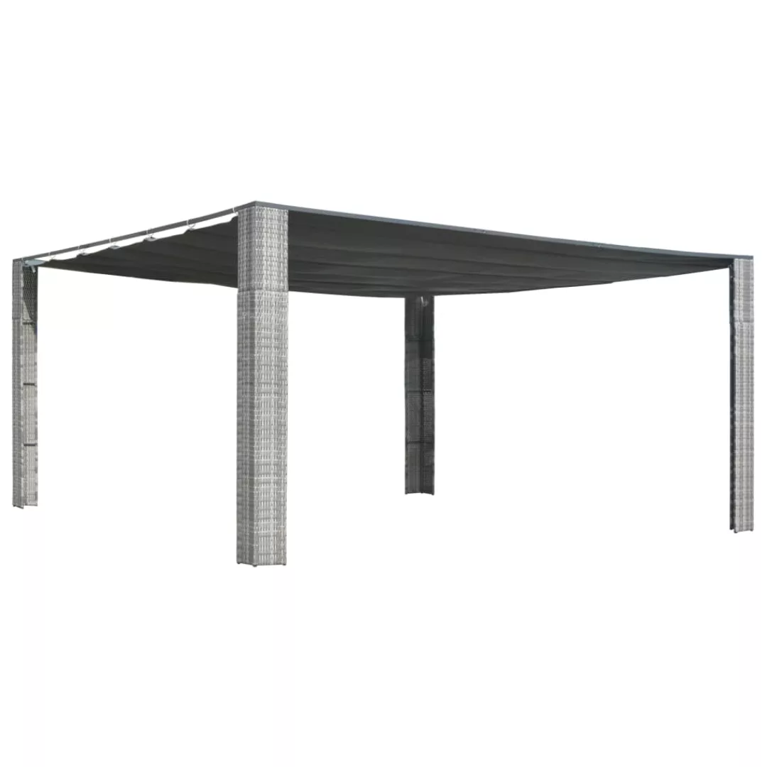 Pavillon Mit Schiebedach Poly Rattan 400x400x200 Cm Grau günstig online kaufen