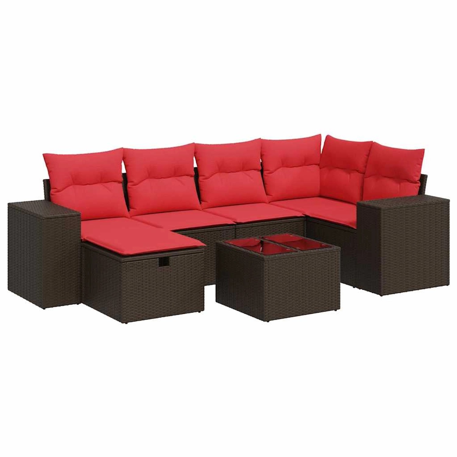 vidaXL 7-Tlg Garten-Sofagarnitur mit Kissen Braun Poly Rattan 3325700 günstig online kaufen