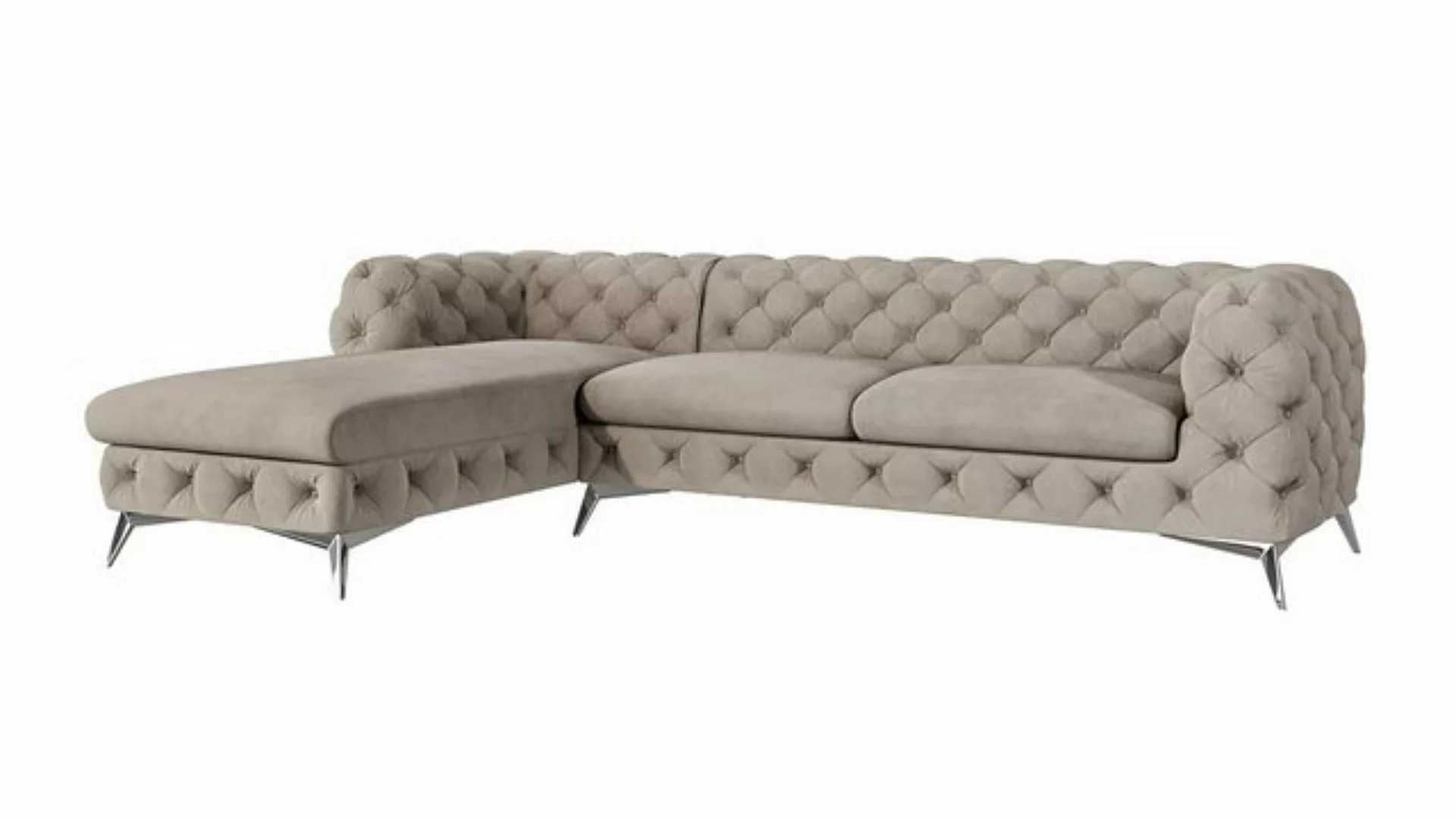 S-Style Möbel Ecksofa Chesterfield mit Ottomane Kalina mit Silber Metall Fü günstig online kaufen