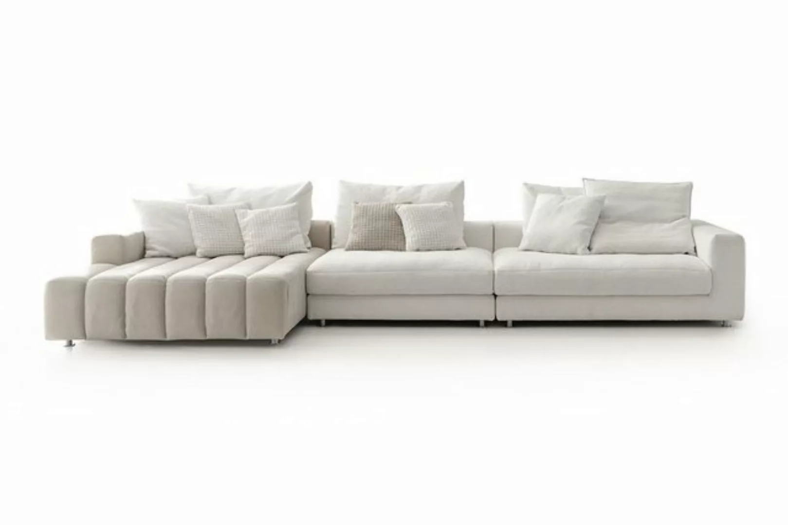 daslagerhaus living Ecksofa Ecksofa Bella Leder und Stoff beige, 3 Teile günstig online kaufen