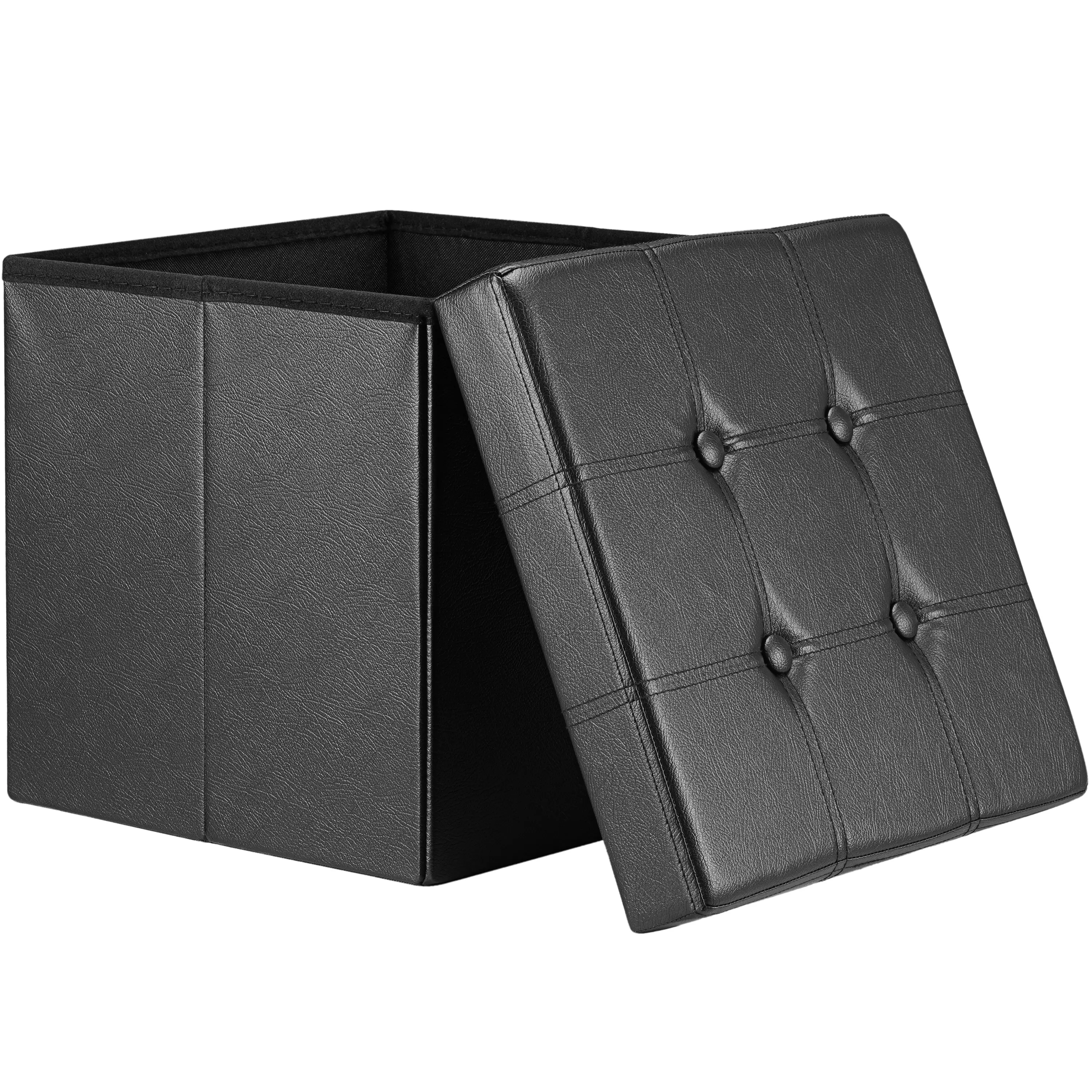 Sitzhocker Schwarz Kunstleder 38x38x38cm faltbar günstig online kaufen