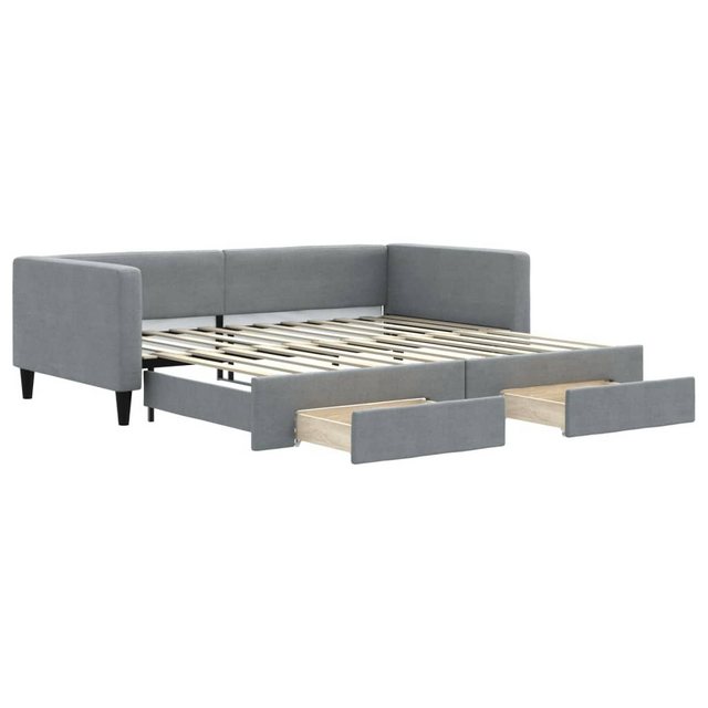 furnicato Bett Tagesbett Ausziehbar mit Schubladen Hellgrau 100x200 cm Stof günstig online kaufen