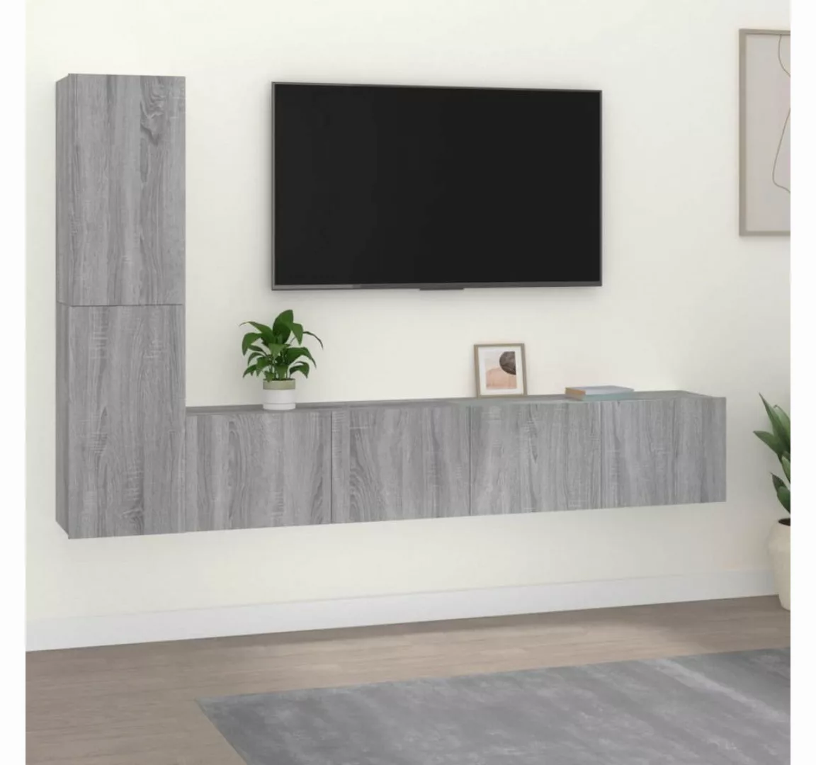 furnicato TV-Schrank 4-tlg. TV-Schrank-Set Grau Sonoma Holzwerkstoff günstig online kaufen