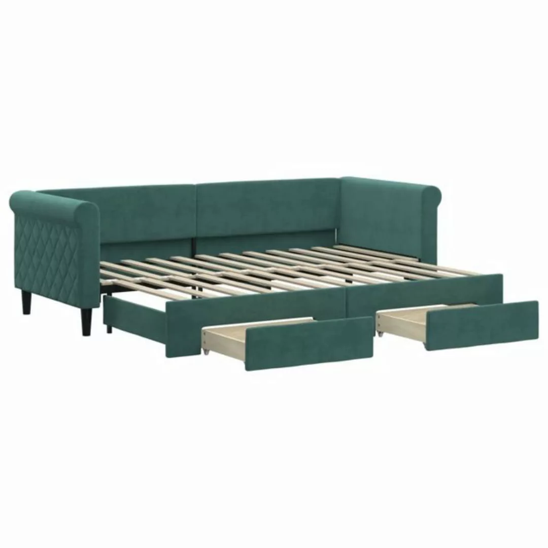 vidaXL Bett Tagesbett Ausziehbar mit Schubladen Dunkelgrün 80x200 cm Samt günstig online kaufen