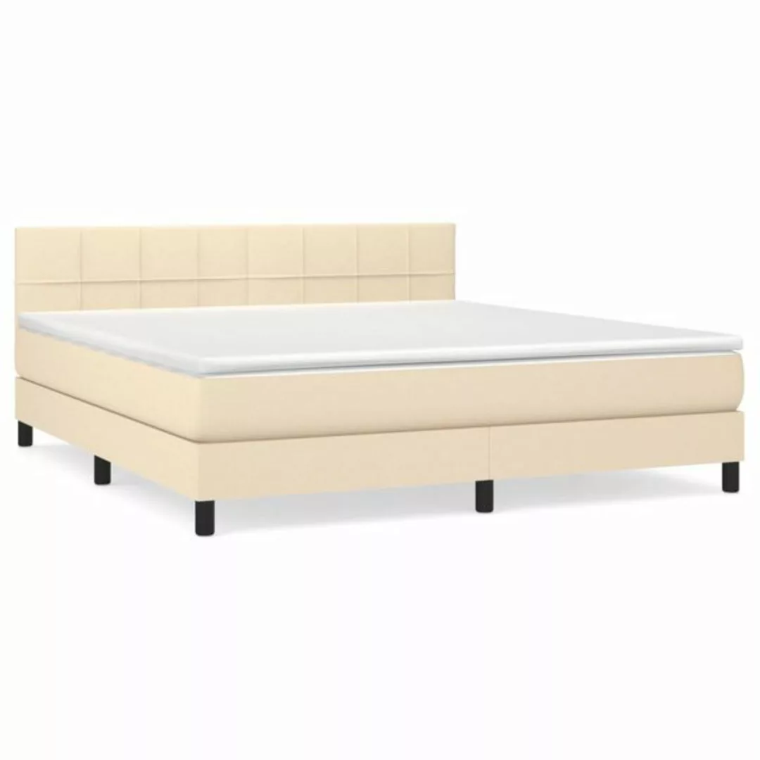 vidaXL Boxspringbett Boxspringbett mit Matratze Creme 160x200 cm Stoff Bett günstig online kaufen